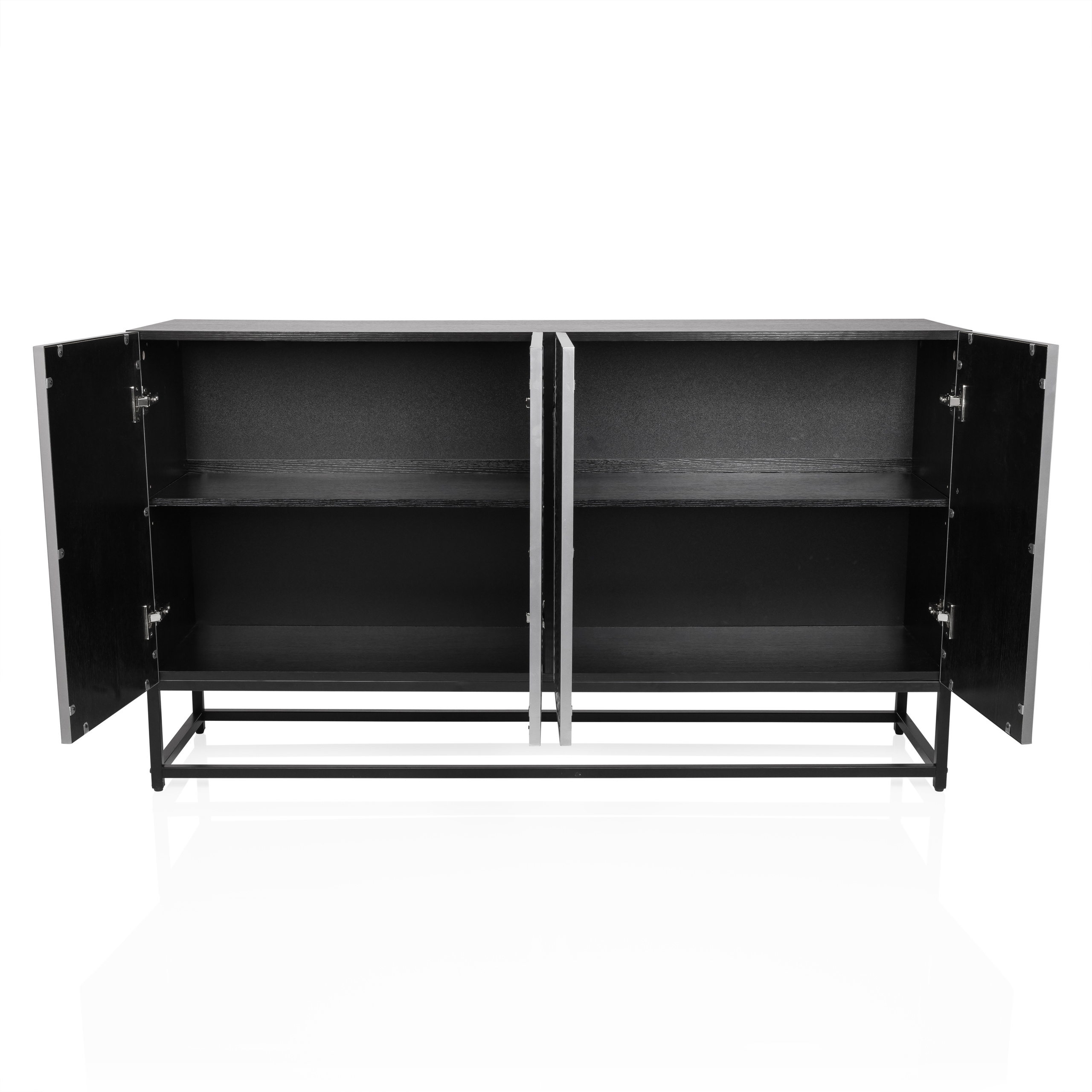 Sideboard / Chest of drawers METALLIO 140x37x80 cm 4 doors silver hjh LIVING