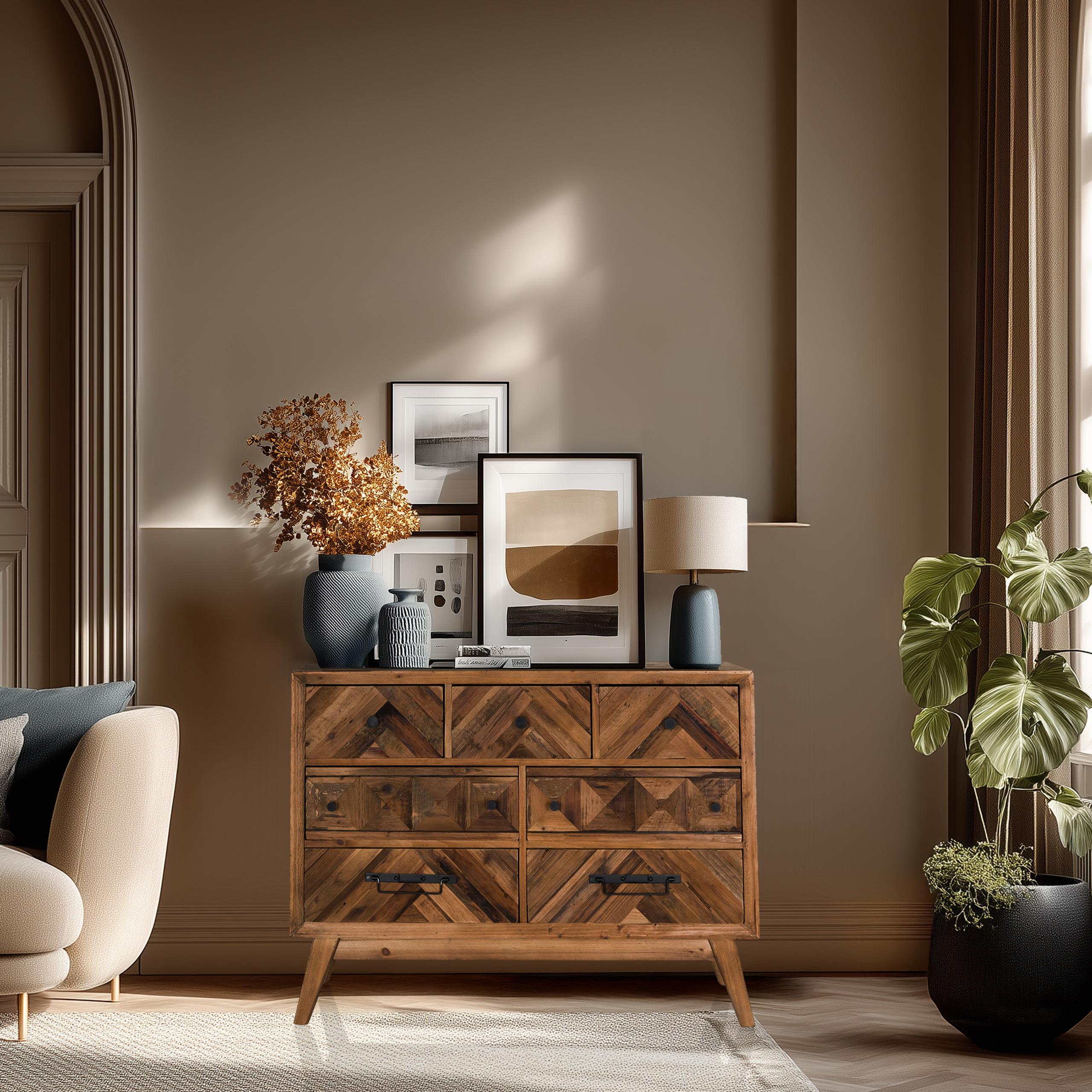 SANTJAGO WOOD XL Chest of drawers with 7 drawers Fir wood