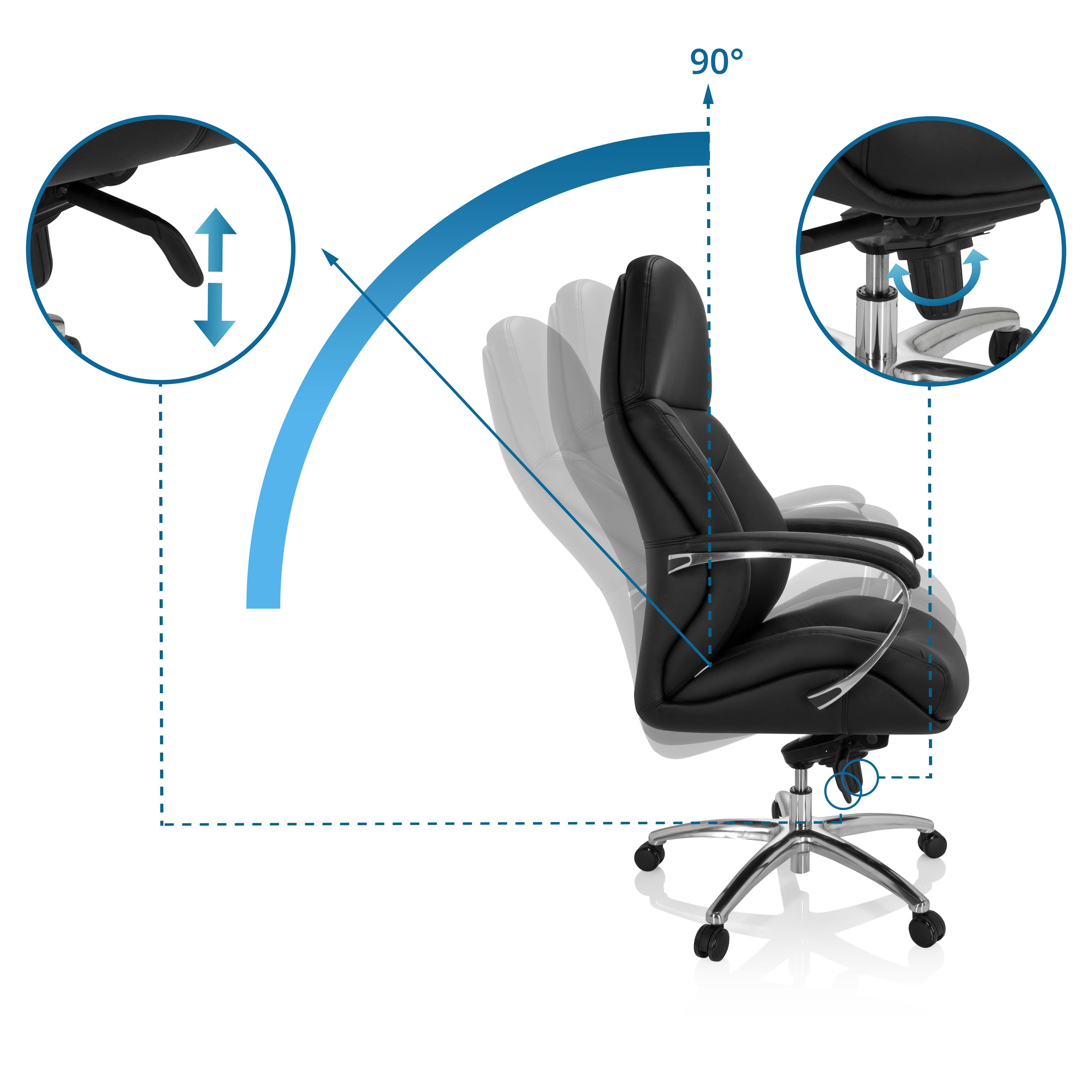 BRENTON XXL Office chair Faux leather Black