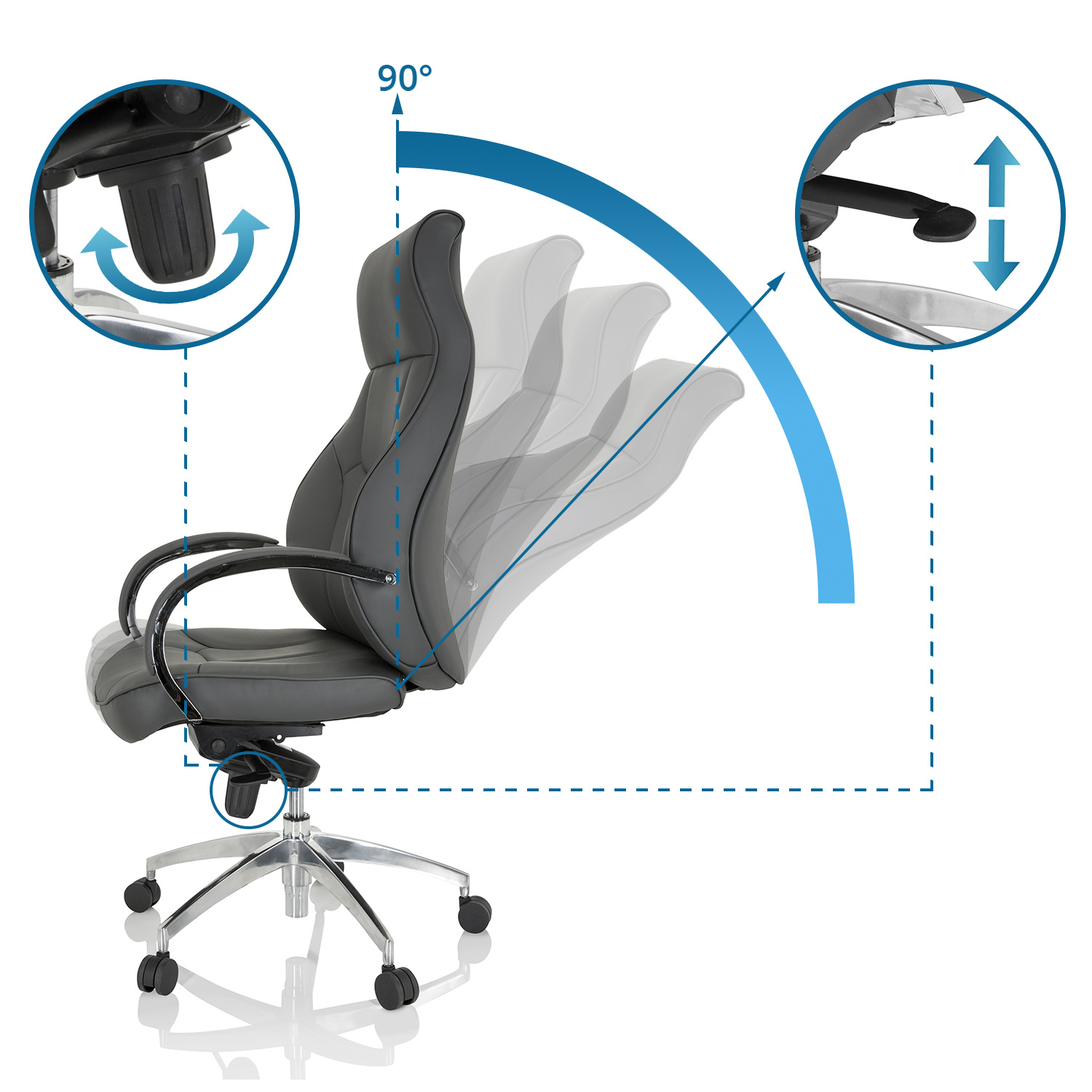 ELEGANCE I Office chair faux leather Grey