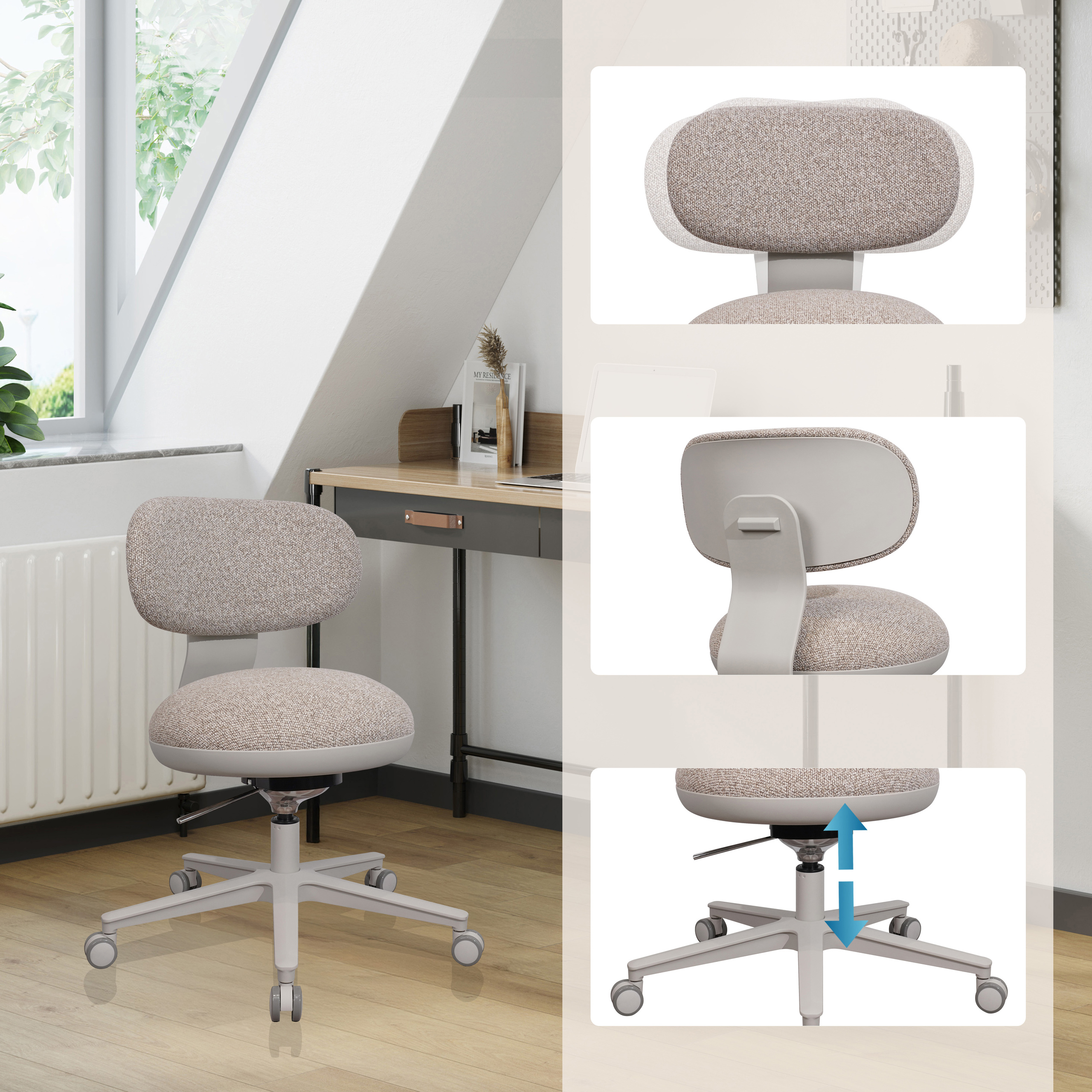 SITMOTION W 3D Office Chair Fabric Light Grey