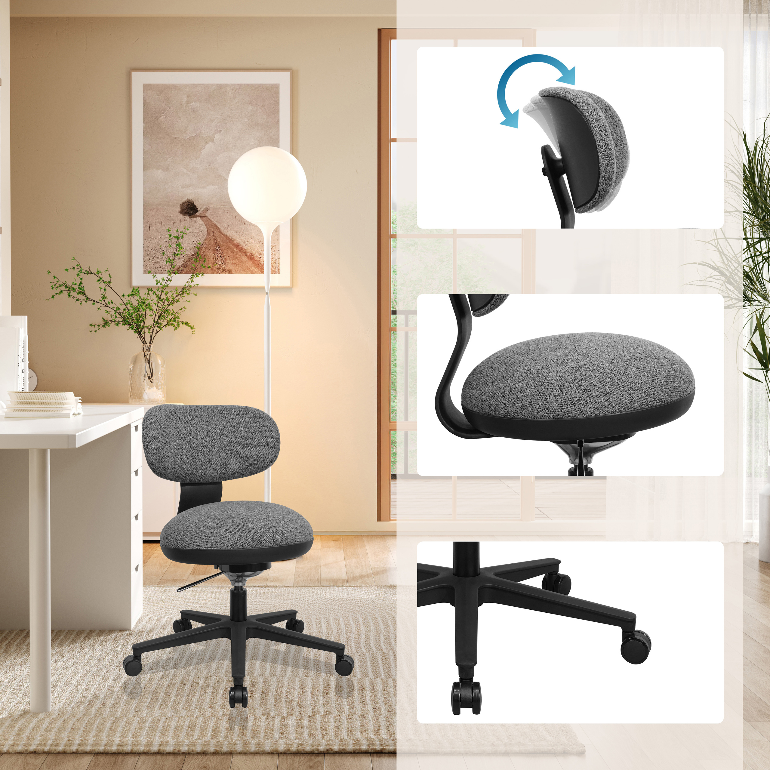 SITMOTION B 3D Office Chair Fabric Dark Grey