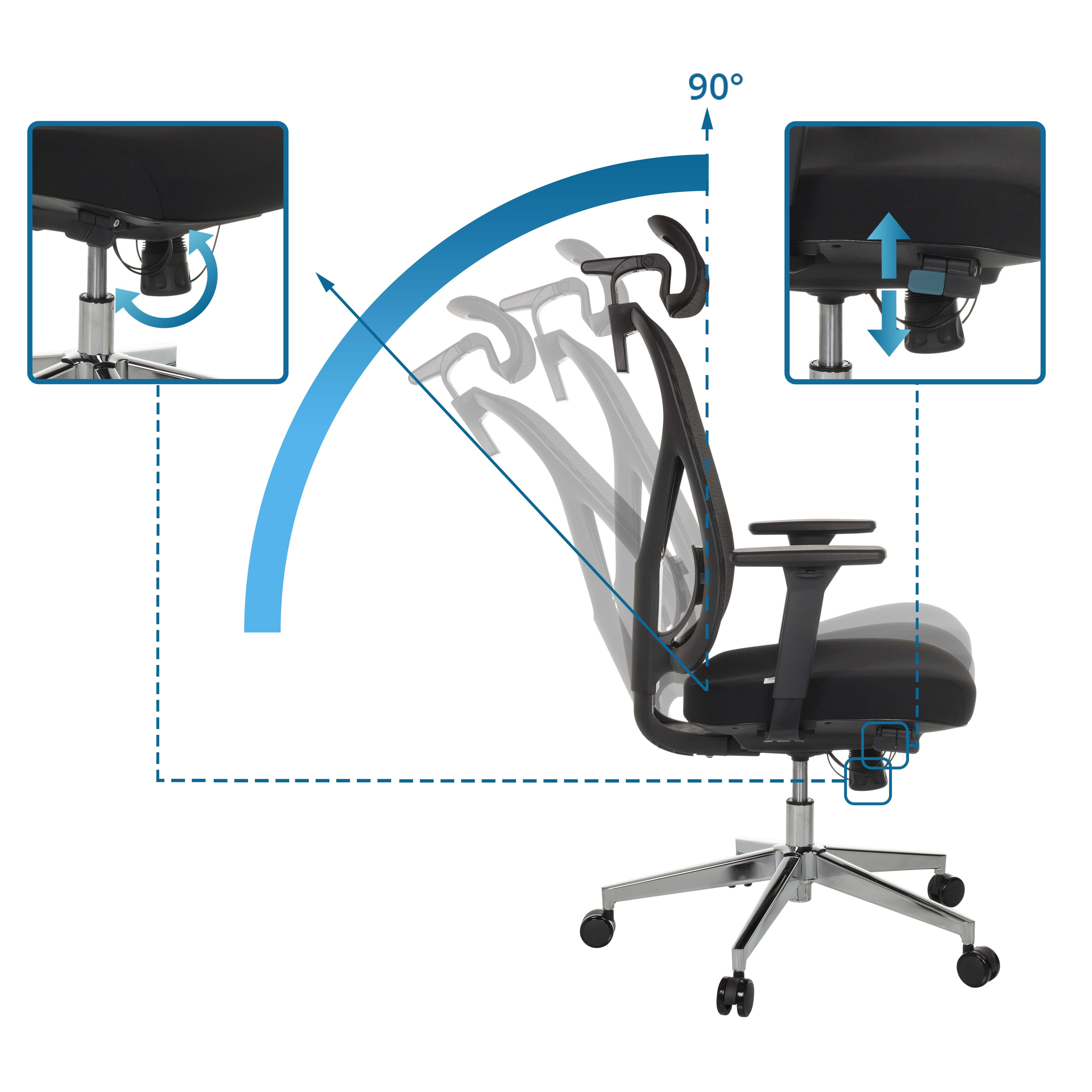 Office chair / Swivel chair RALOO PRO Seat fabric / Back mesh black hjh OFFICE