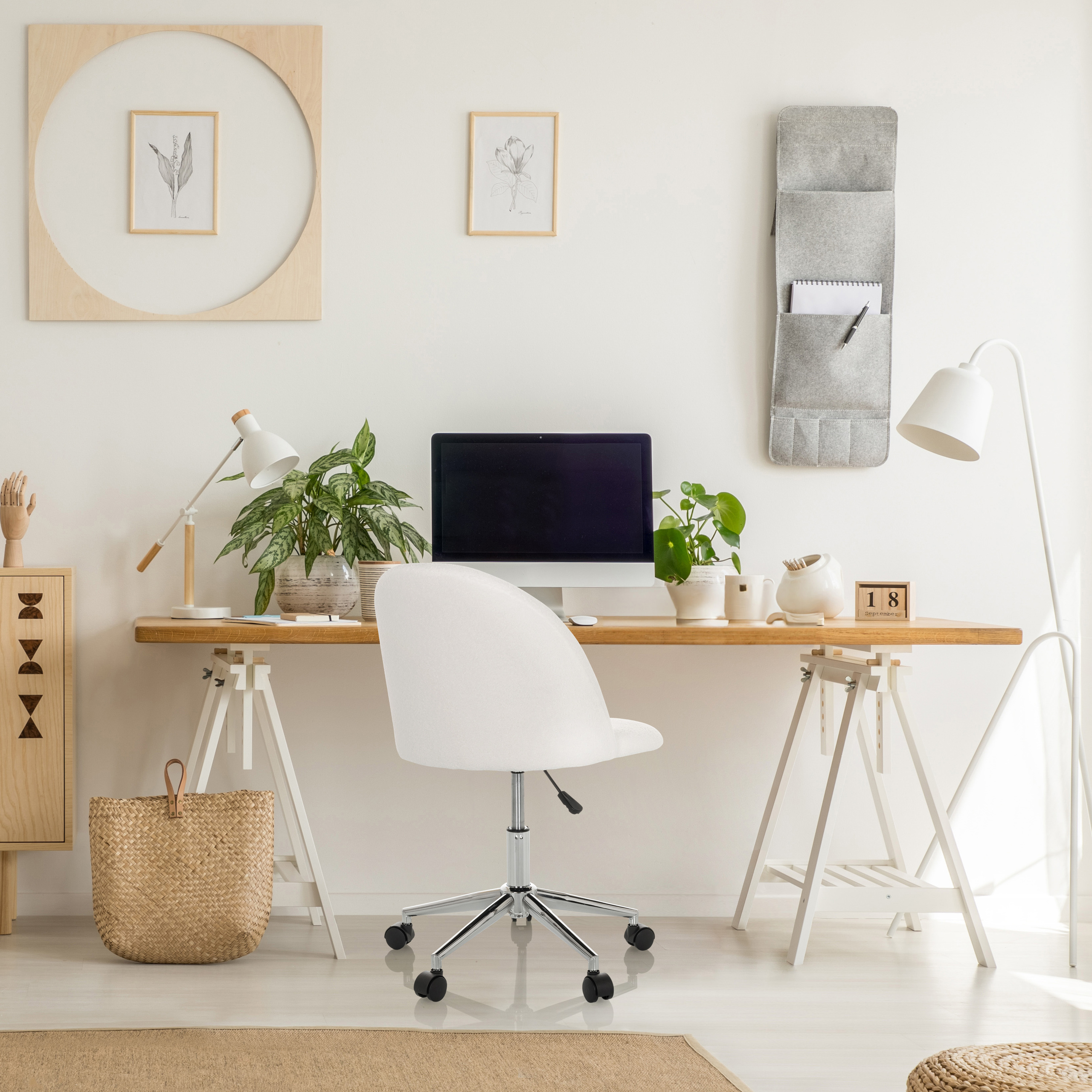 SOLAO TED Office chair Bouclé White