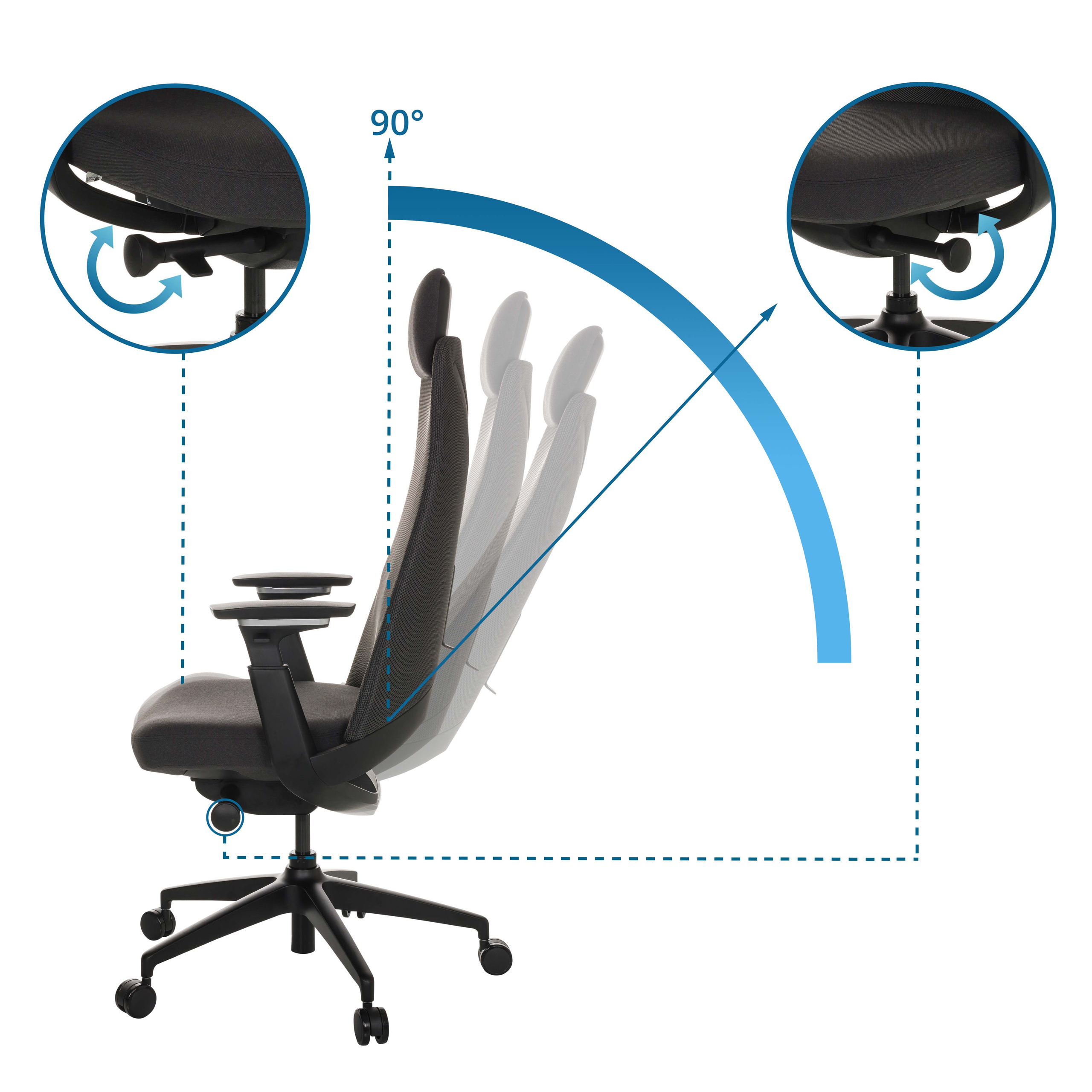 Office chair / Swivel chair YUCANO Fabric black hjh OFFICE