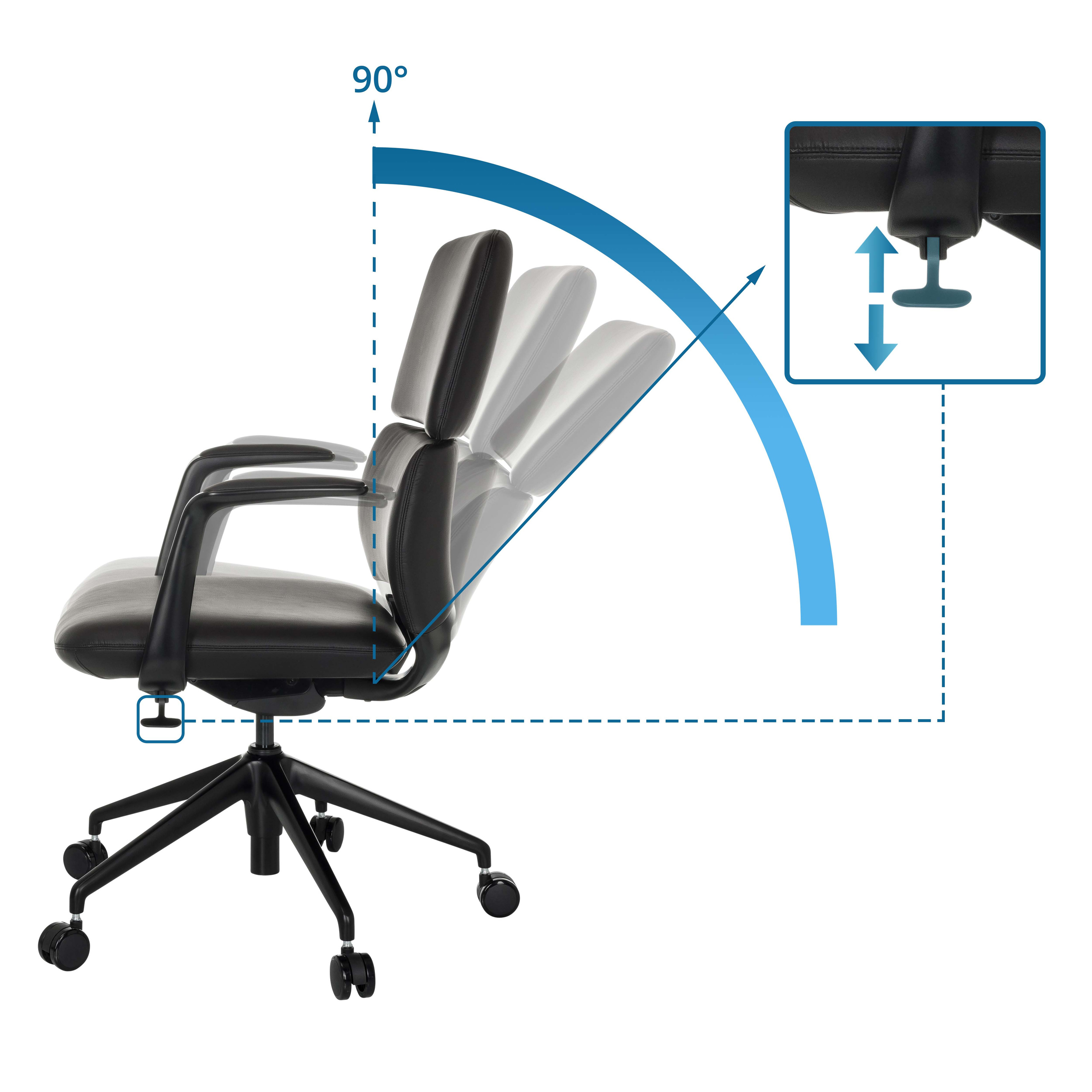 ATMOS DESIGNER Bürostuhl Kunstleder Schwarz