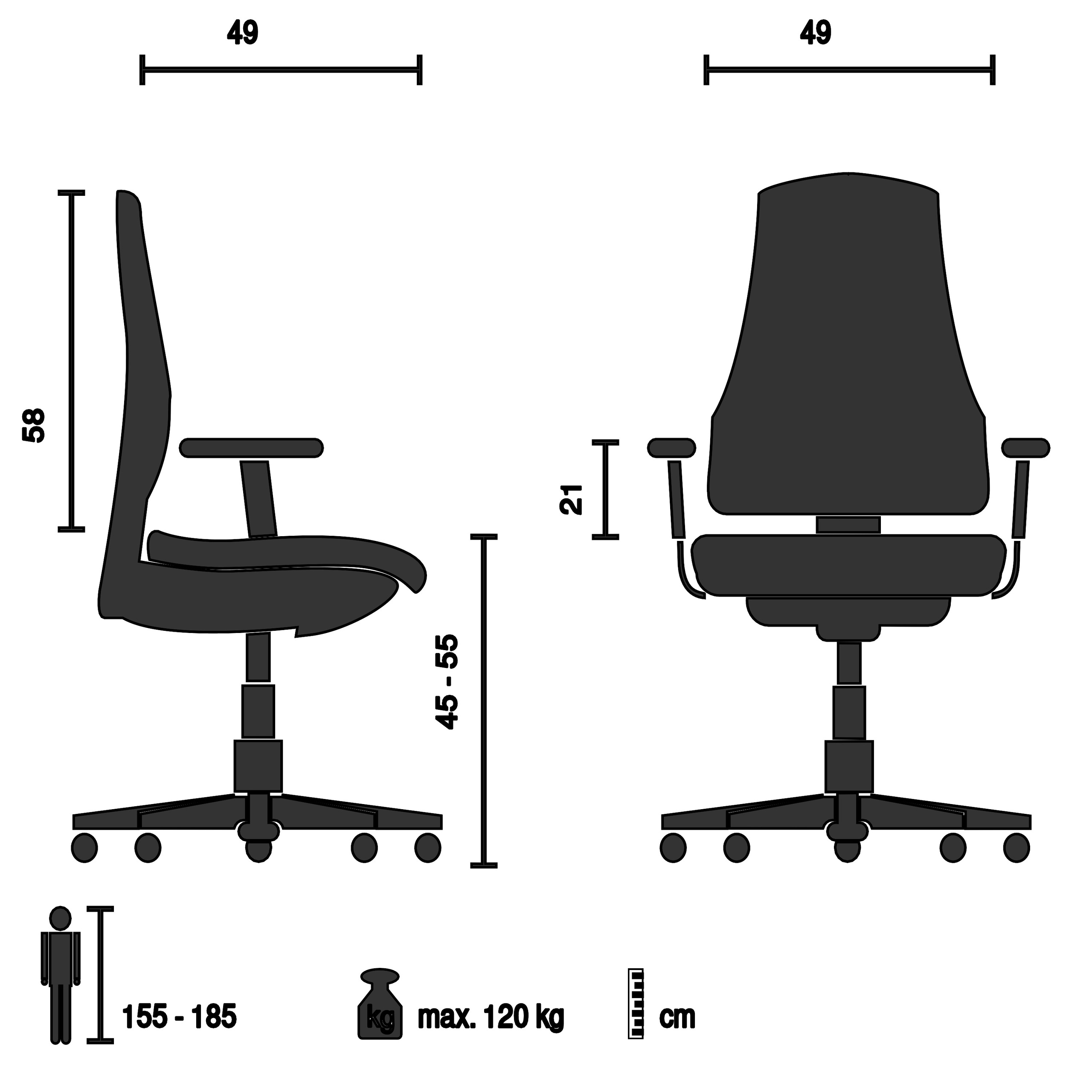 ATMOS DESIGNER Office chair Faux leather Brown