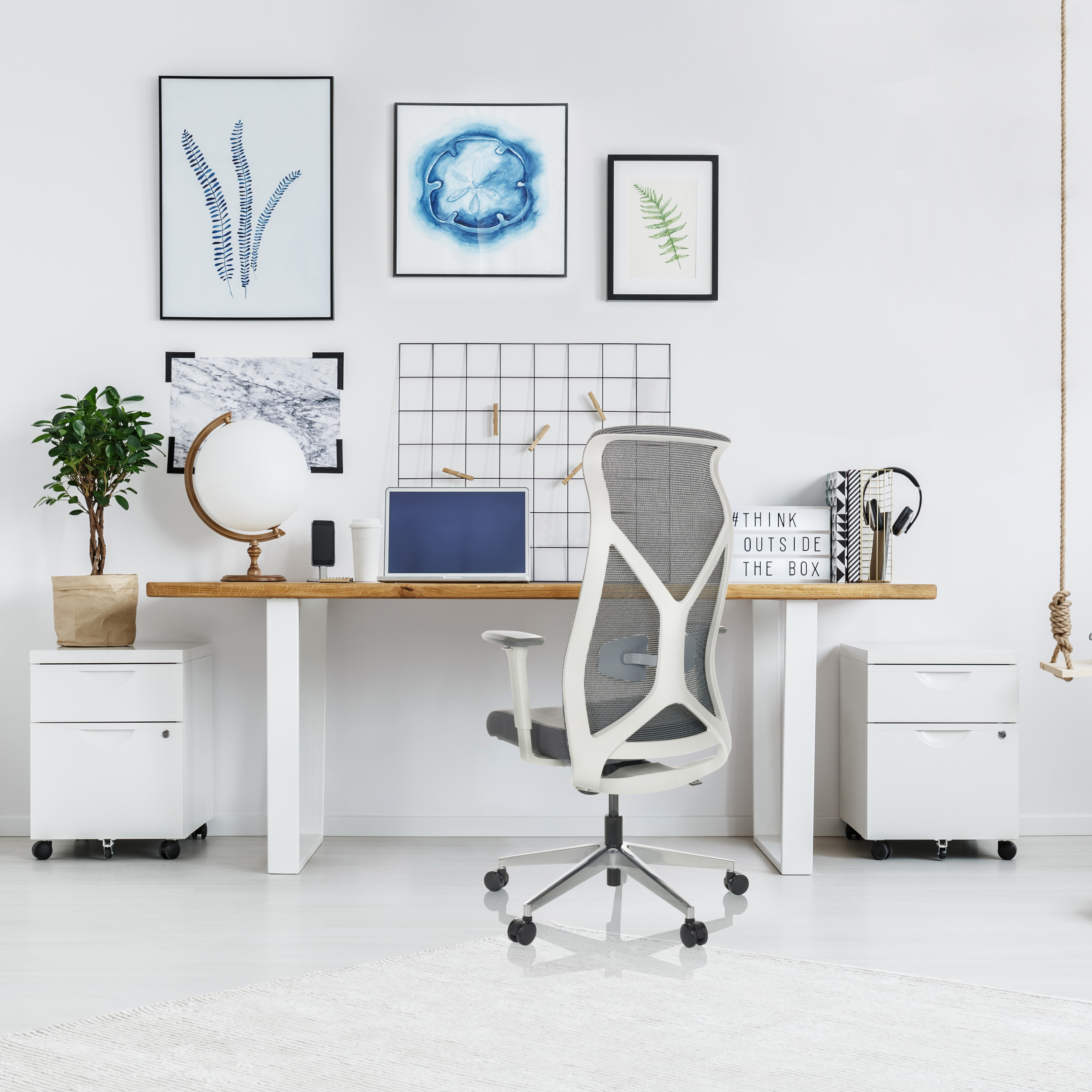 AZURRO WHITE Office chair Mesh Gray