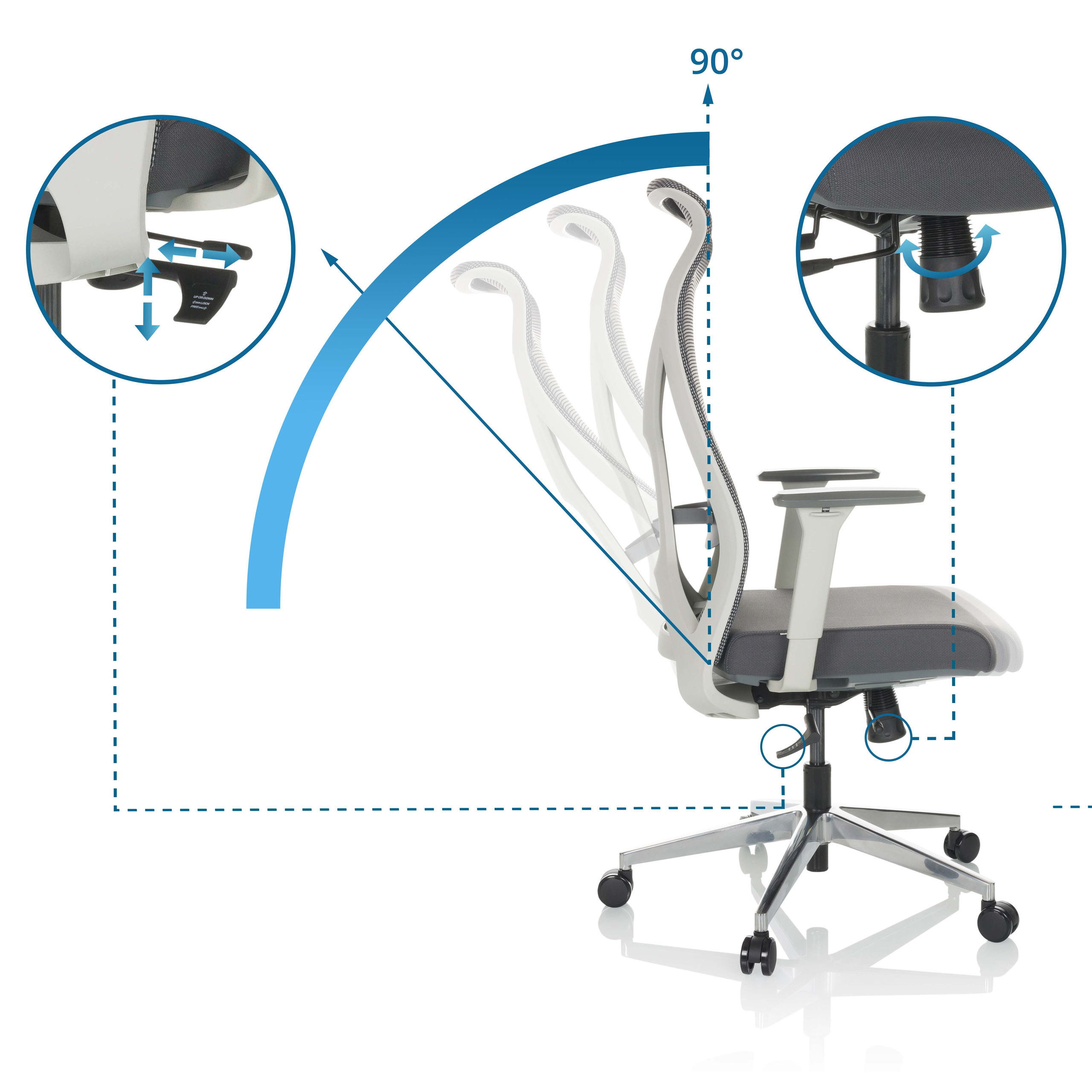 AZURRO WHITE Office chair Mesh Gray