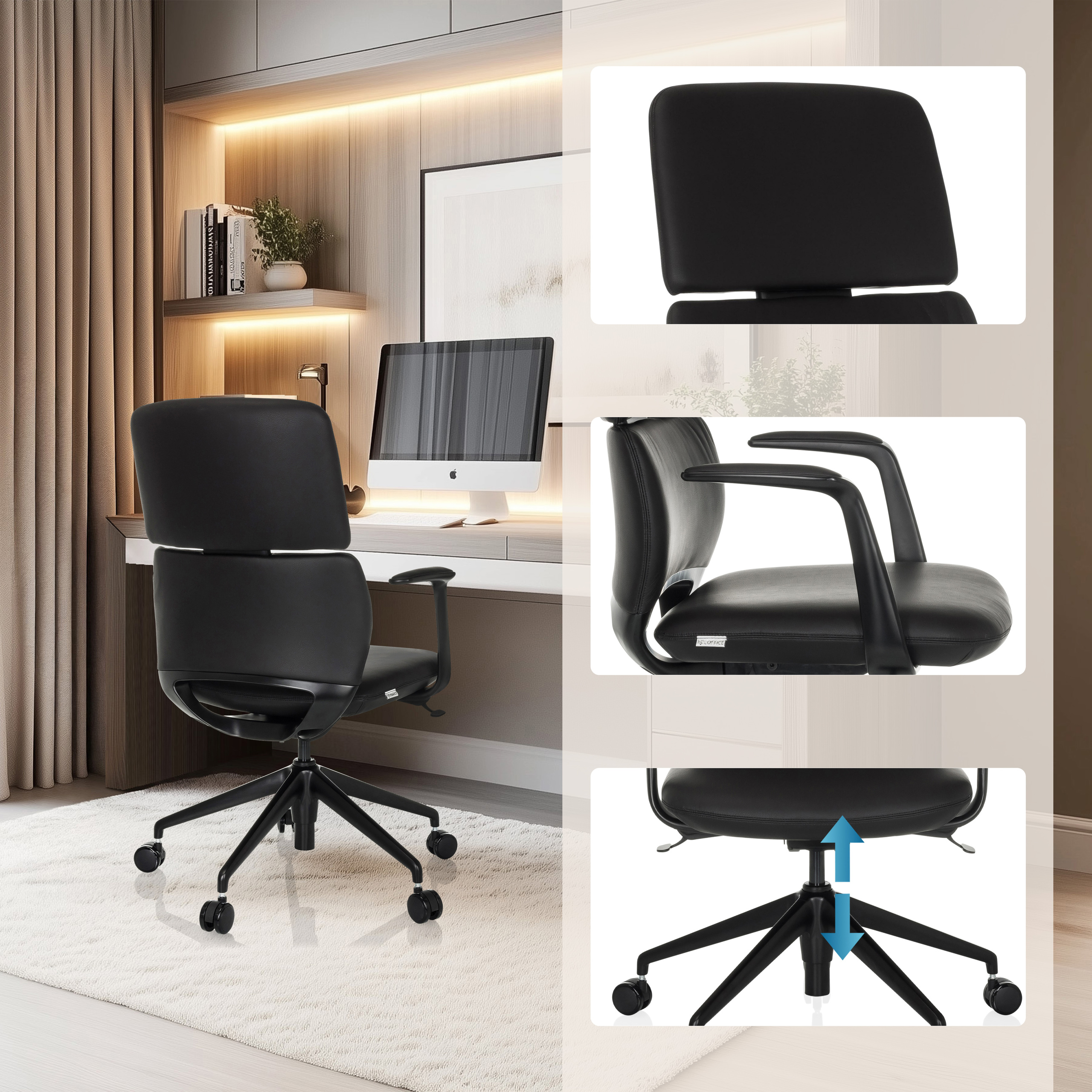 ATMOS DESIGNER Bürostuhl Kunstleder Schwarz