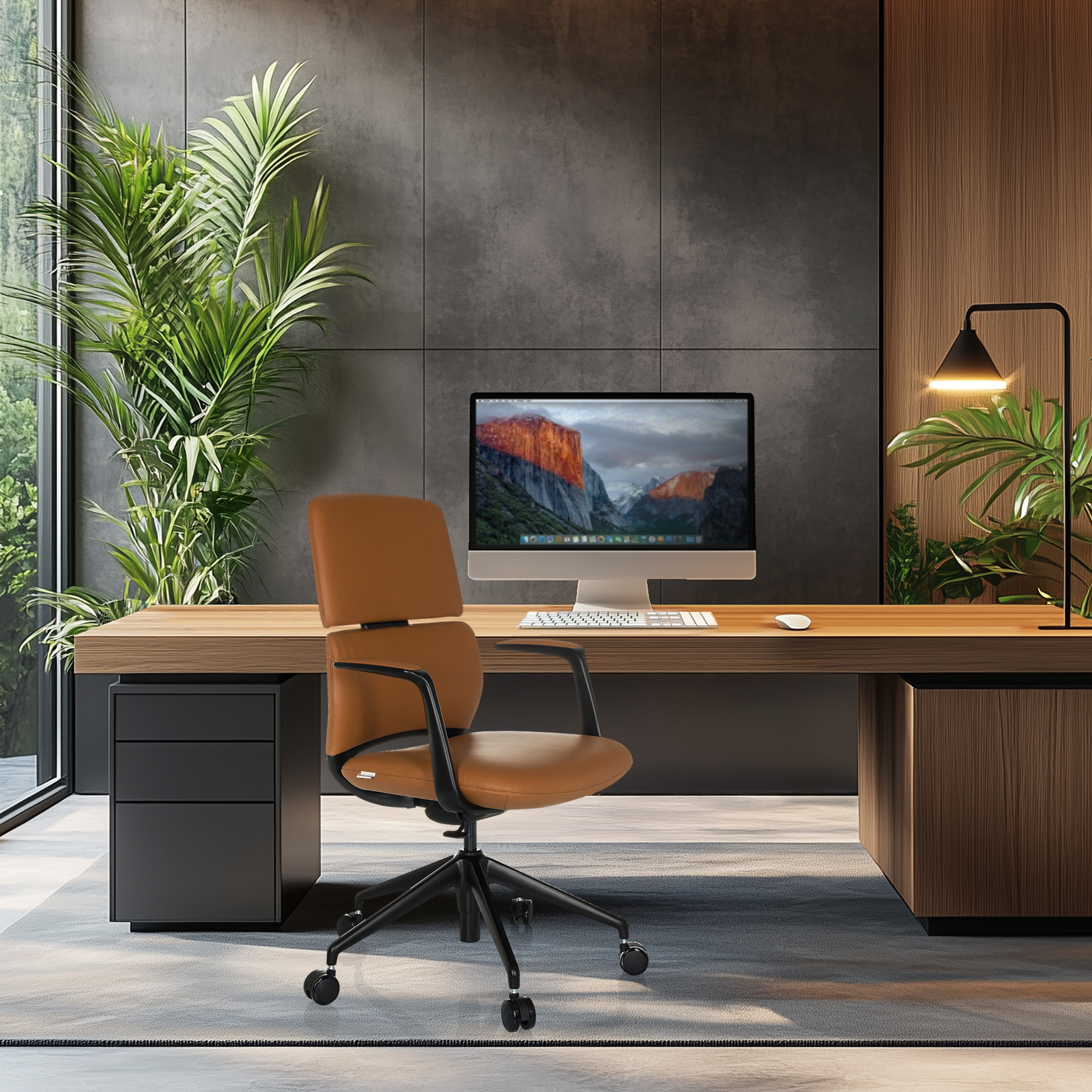 ATMOS DESIGNER Office chair Faux leather Brown