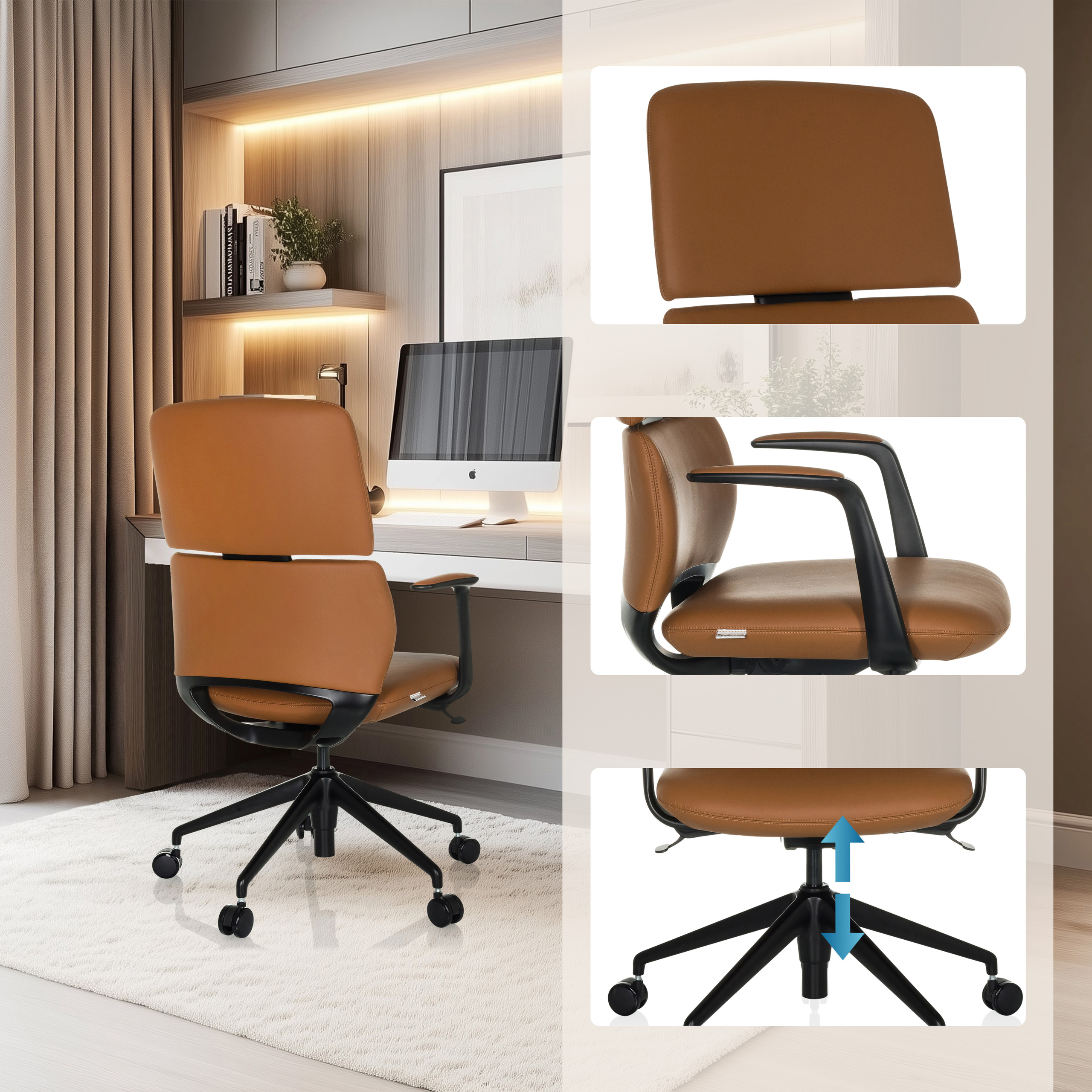 ATMOS DESIGNER Office chair Faux leather Brown