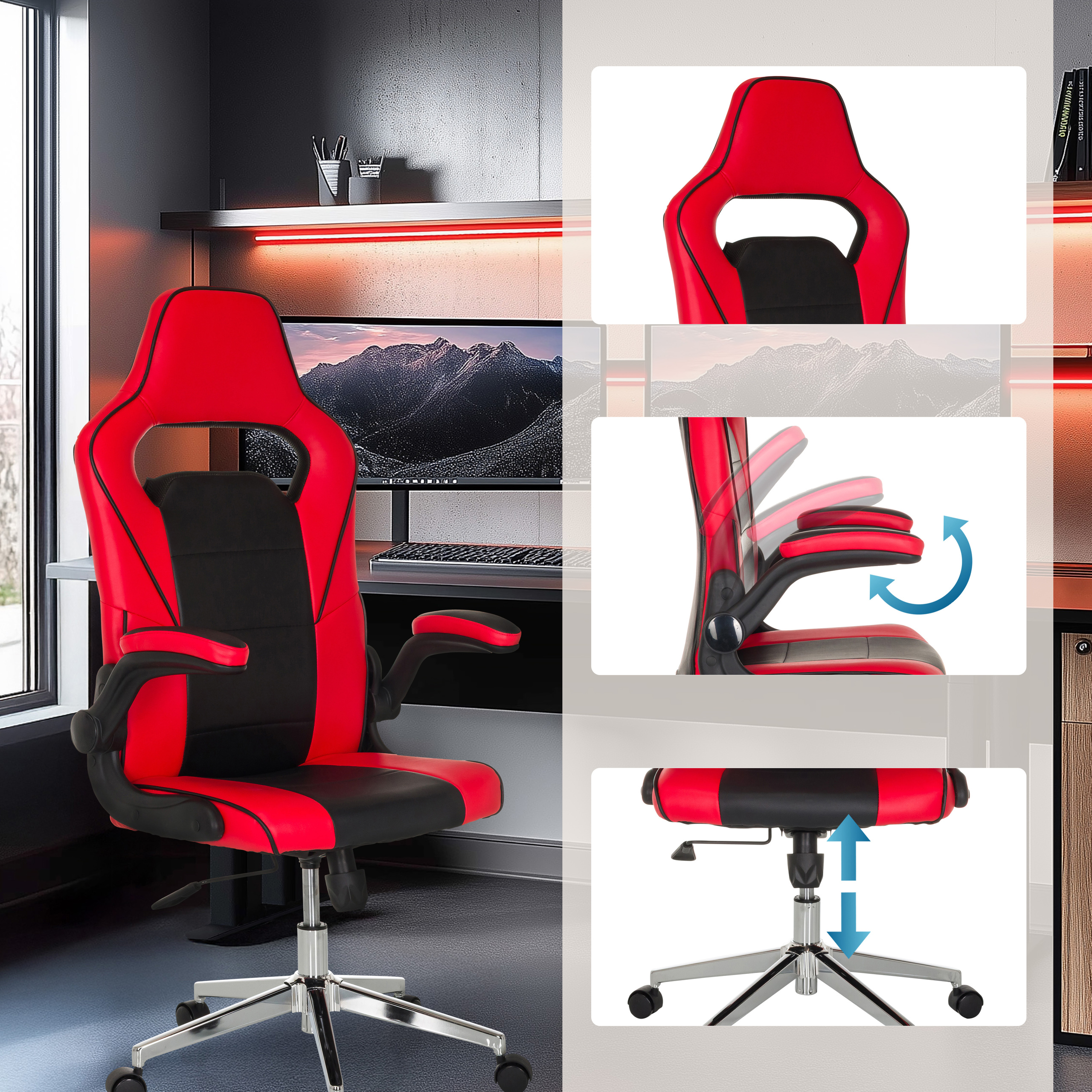 GAME SPORT PRO office chair faux leather red