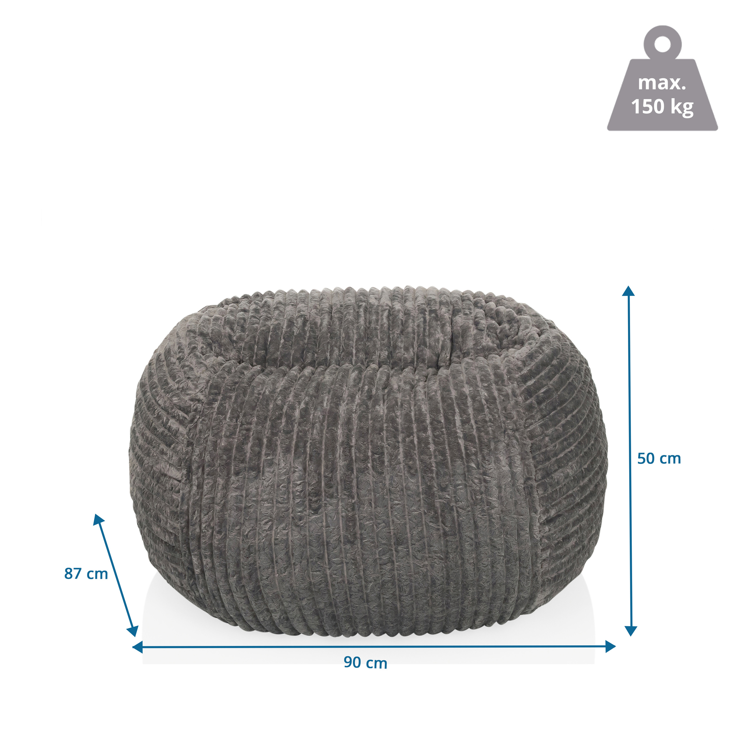 Sitzolo R Sitzsack Cord Stoff Grau