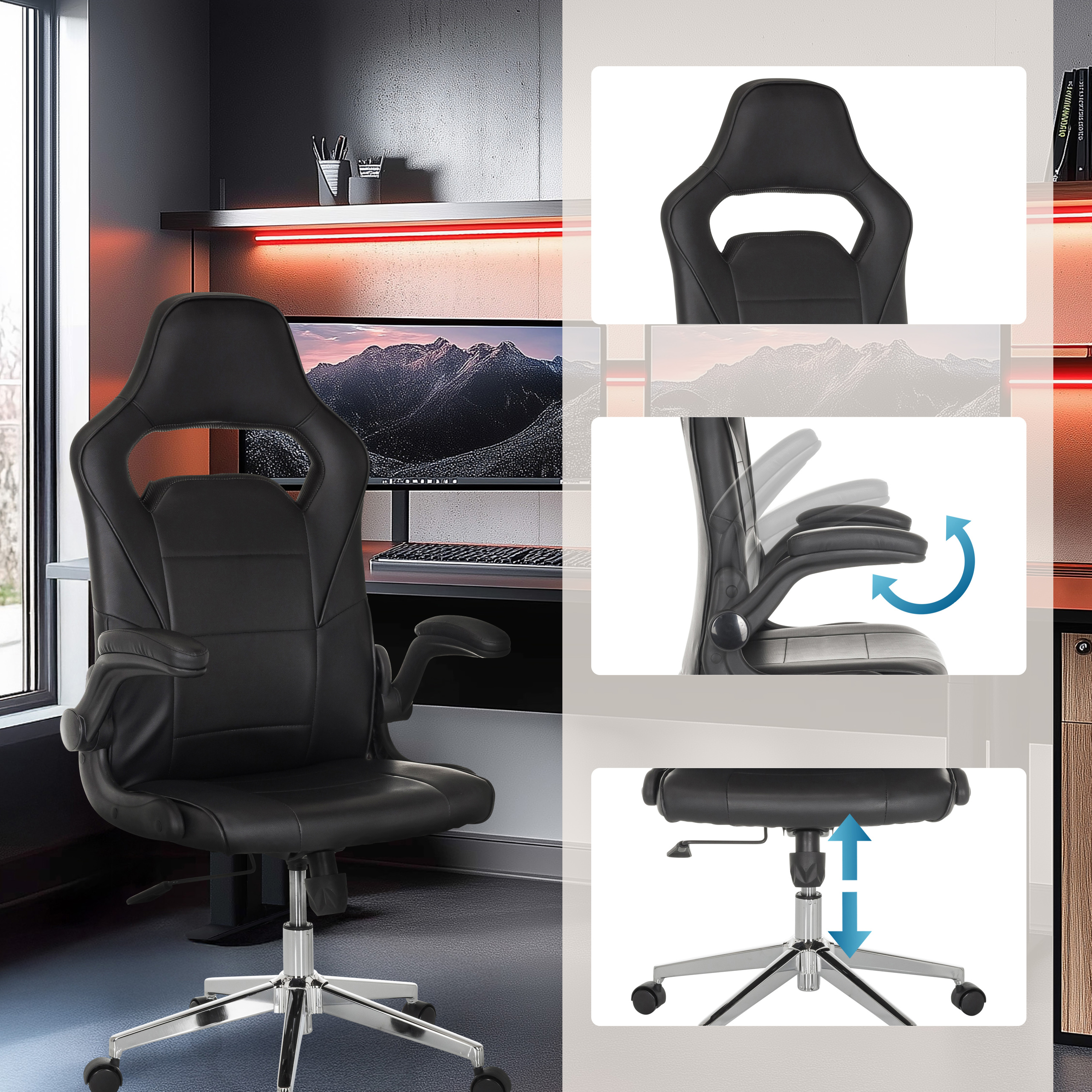 GAME SPORT PRO Office Chair Faux Leather Black