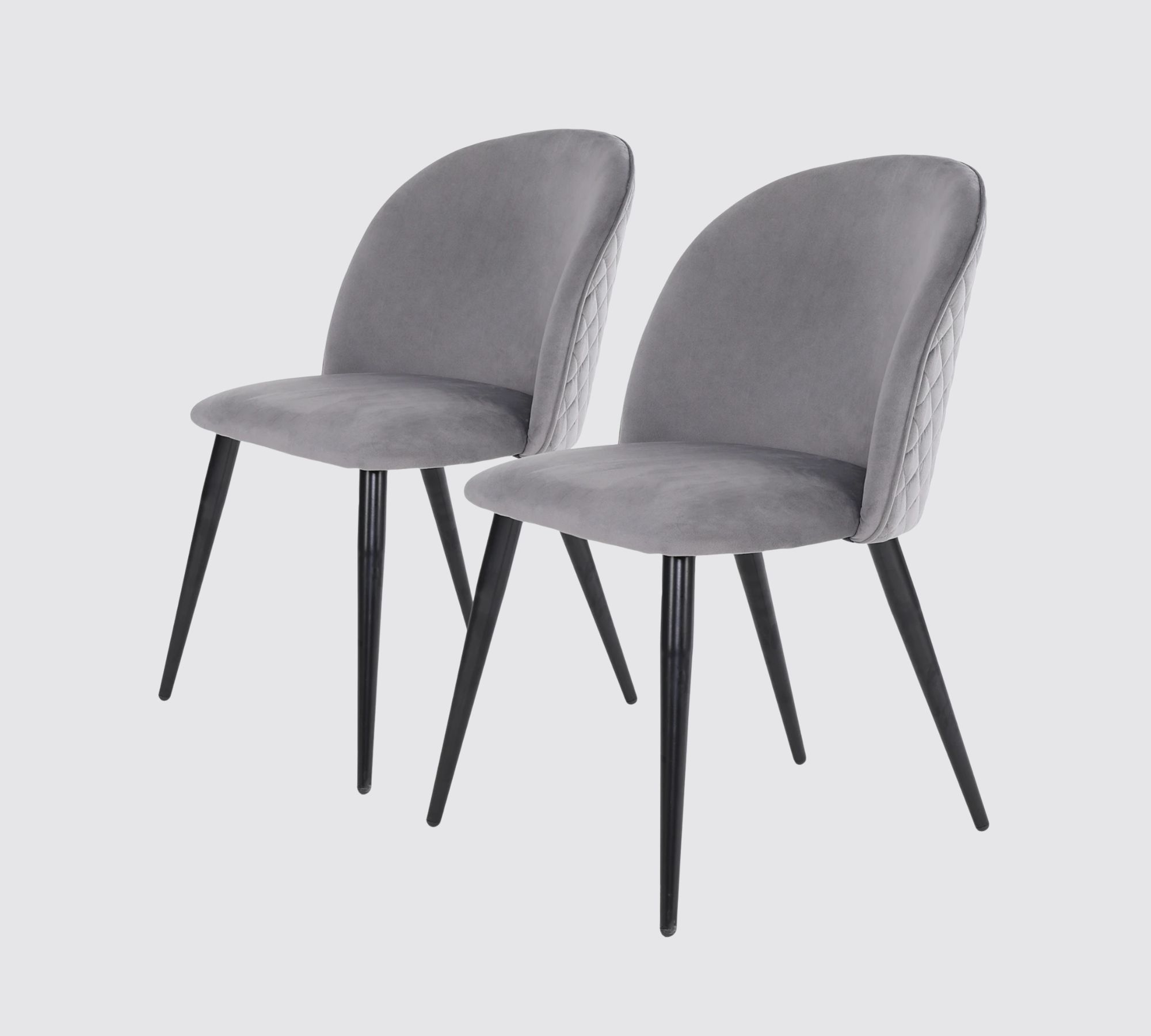 2x Velvet upholstered chair Grey