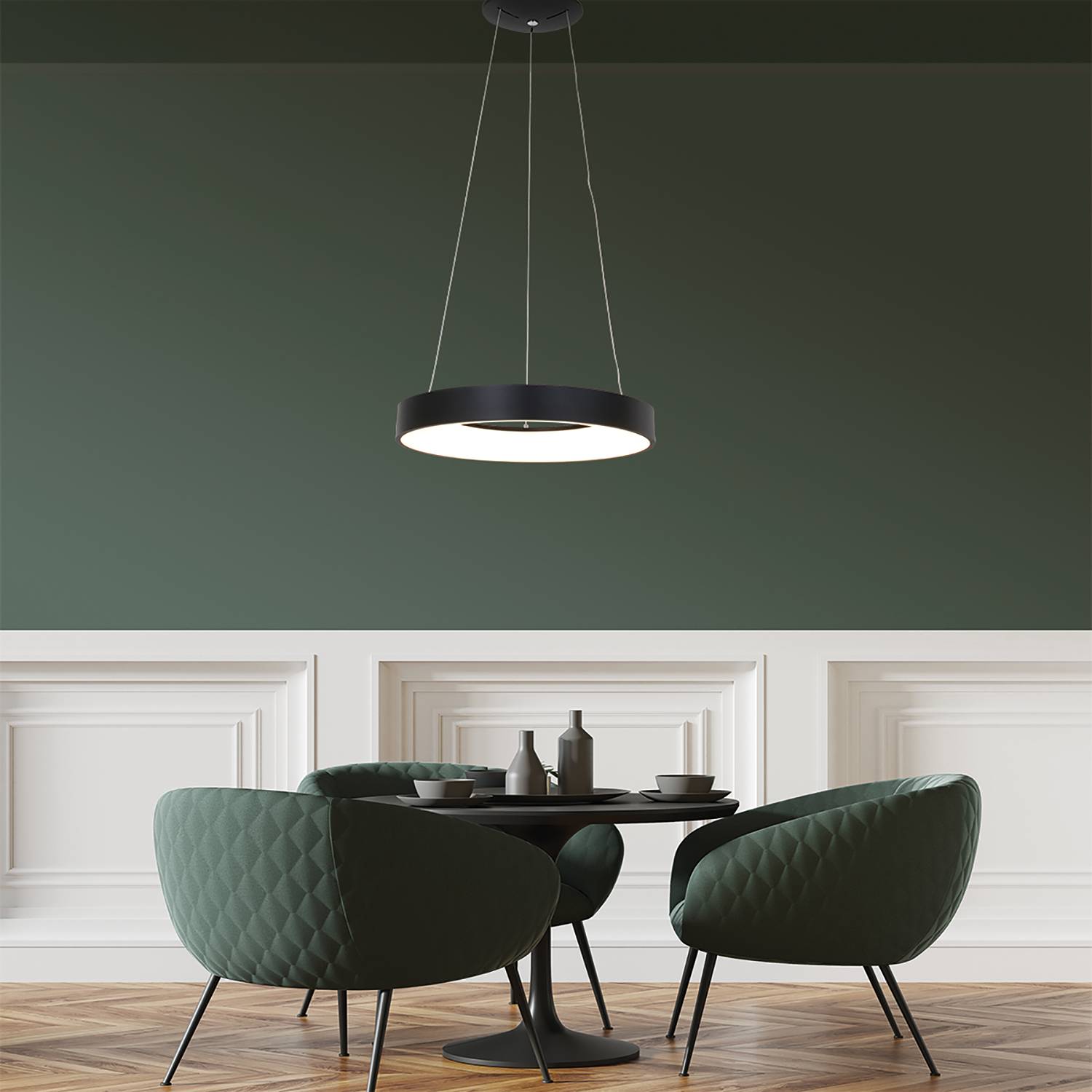 Ringlede LED-Pendelleuchte Aluminium 1-flammig 48cm