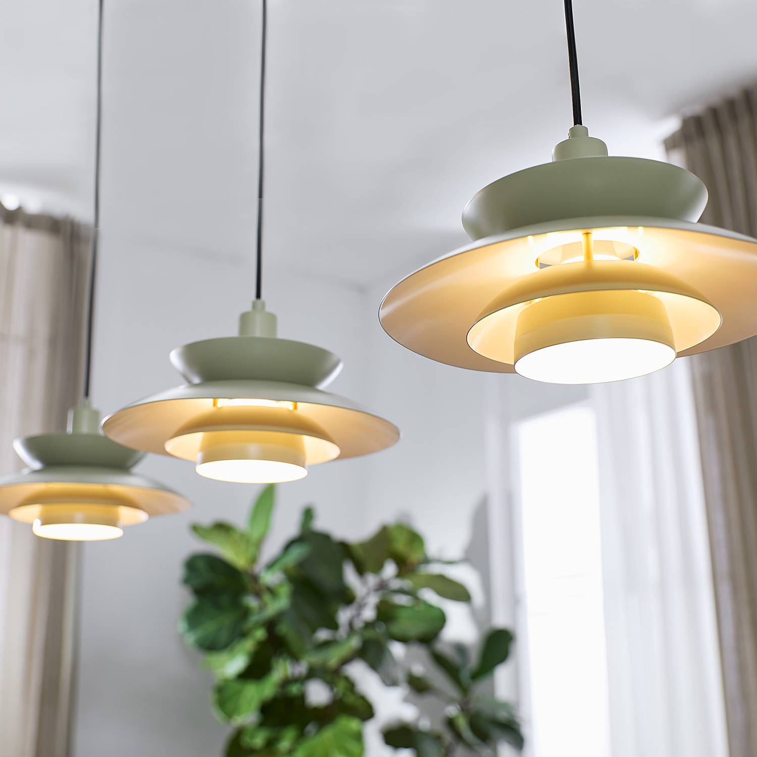 SINGAPUR Pendant light Green 3-lamp