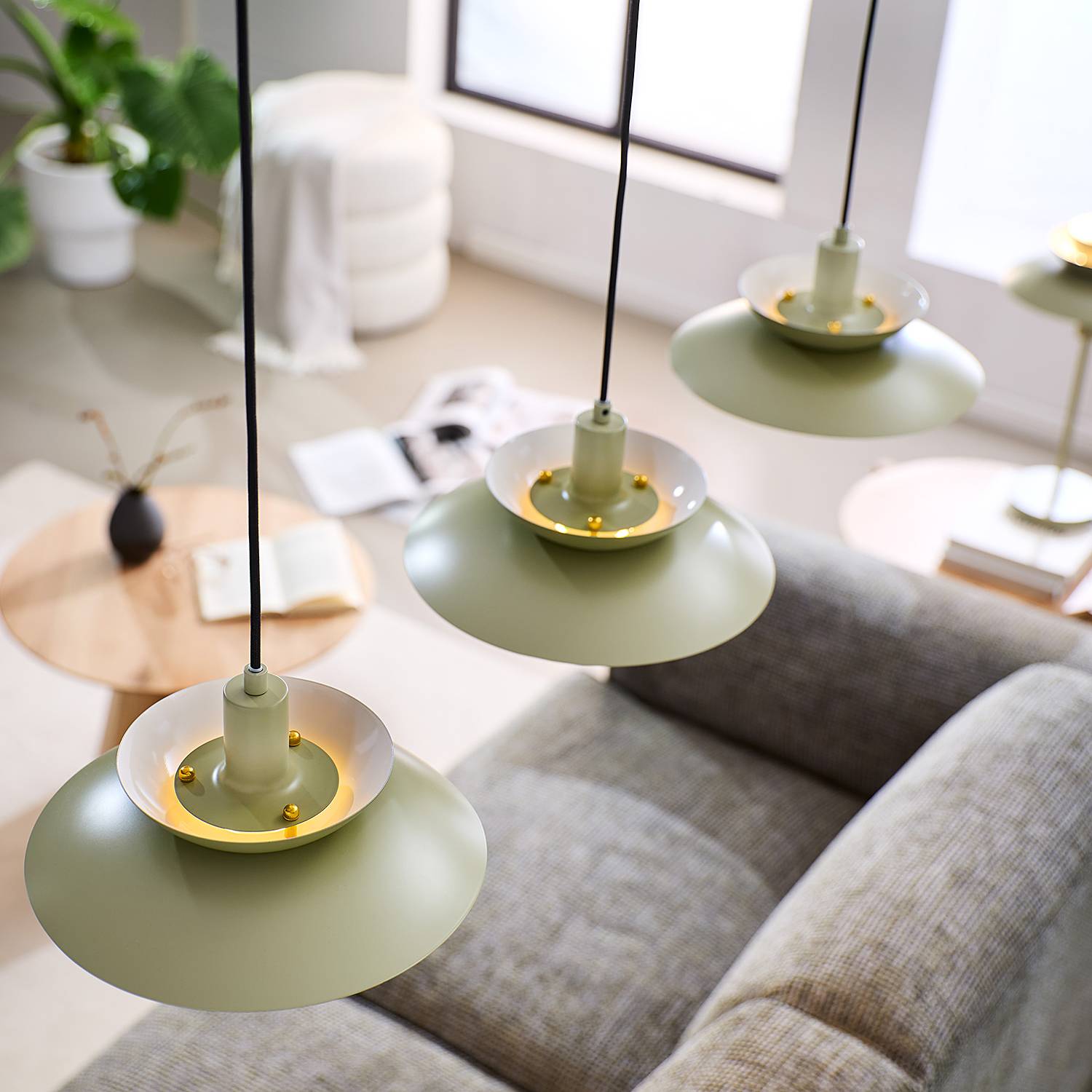 SINGAPUR Pendant light Green 3-lamp