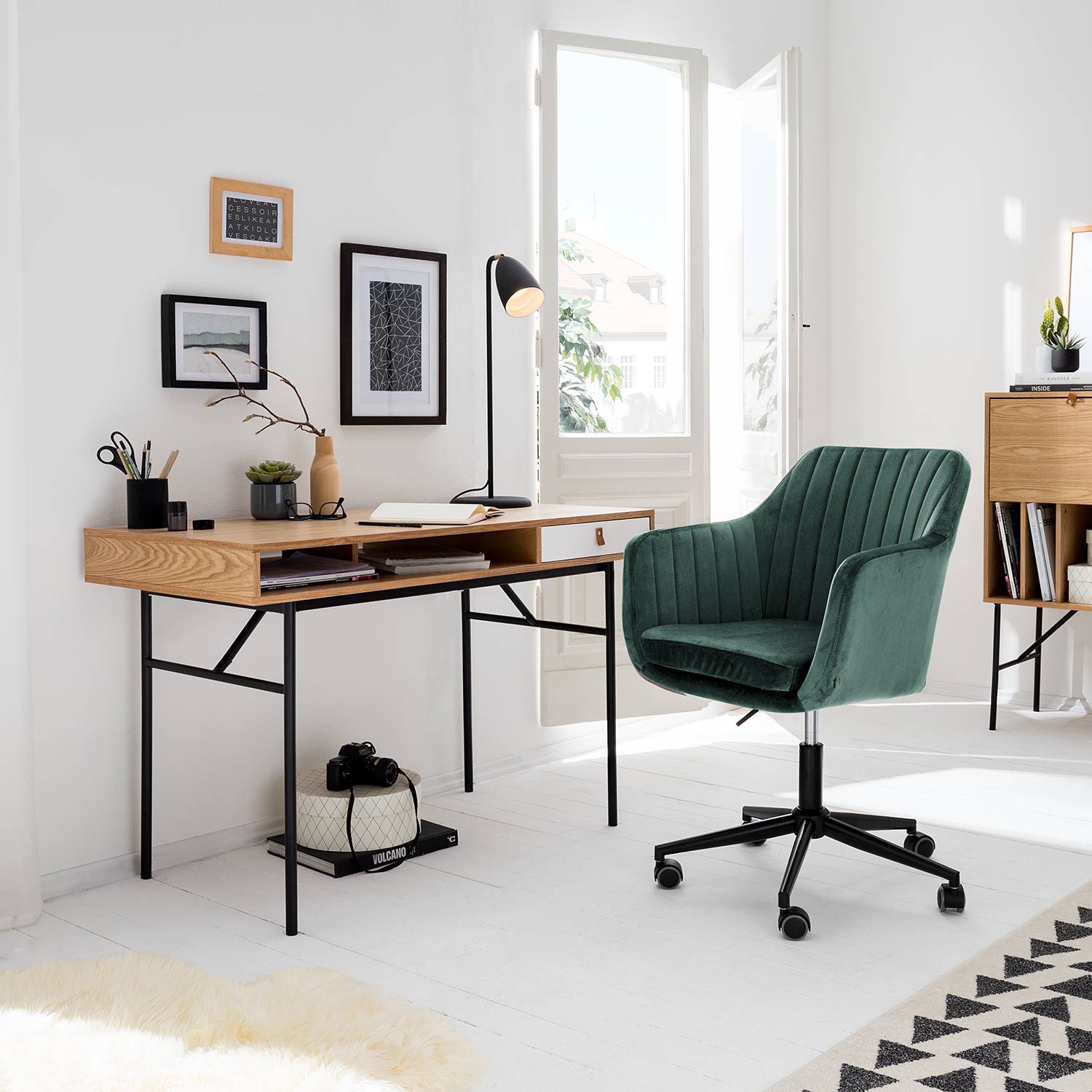 Leezy office swivel chair velvet green black