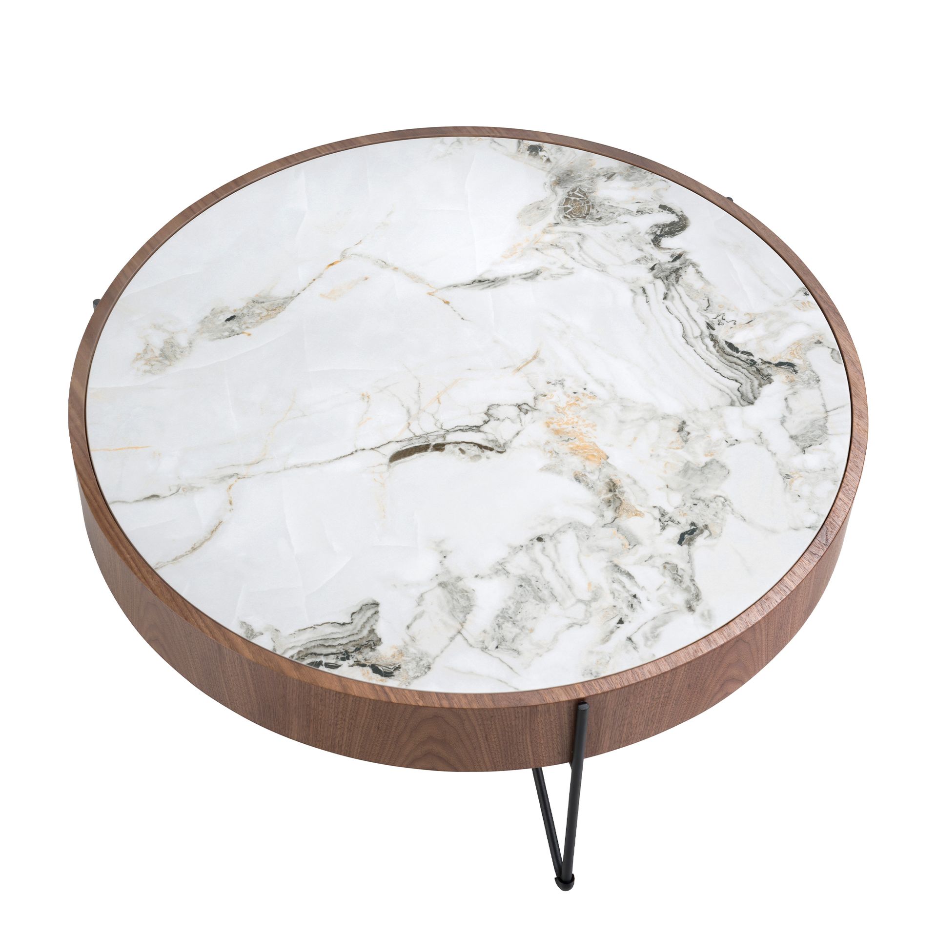 Round coffee table marble steel