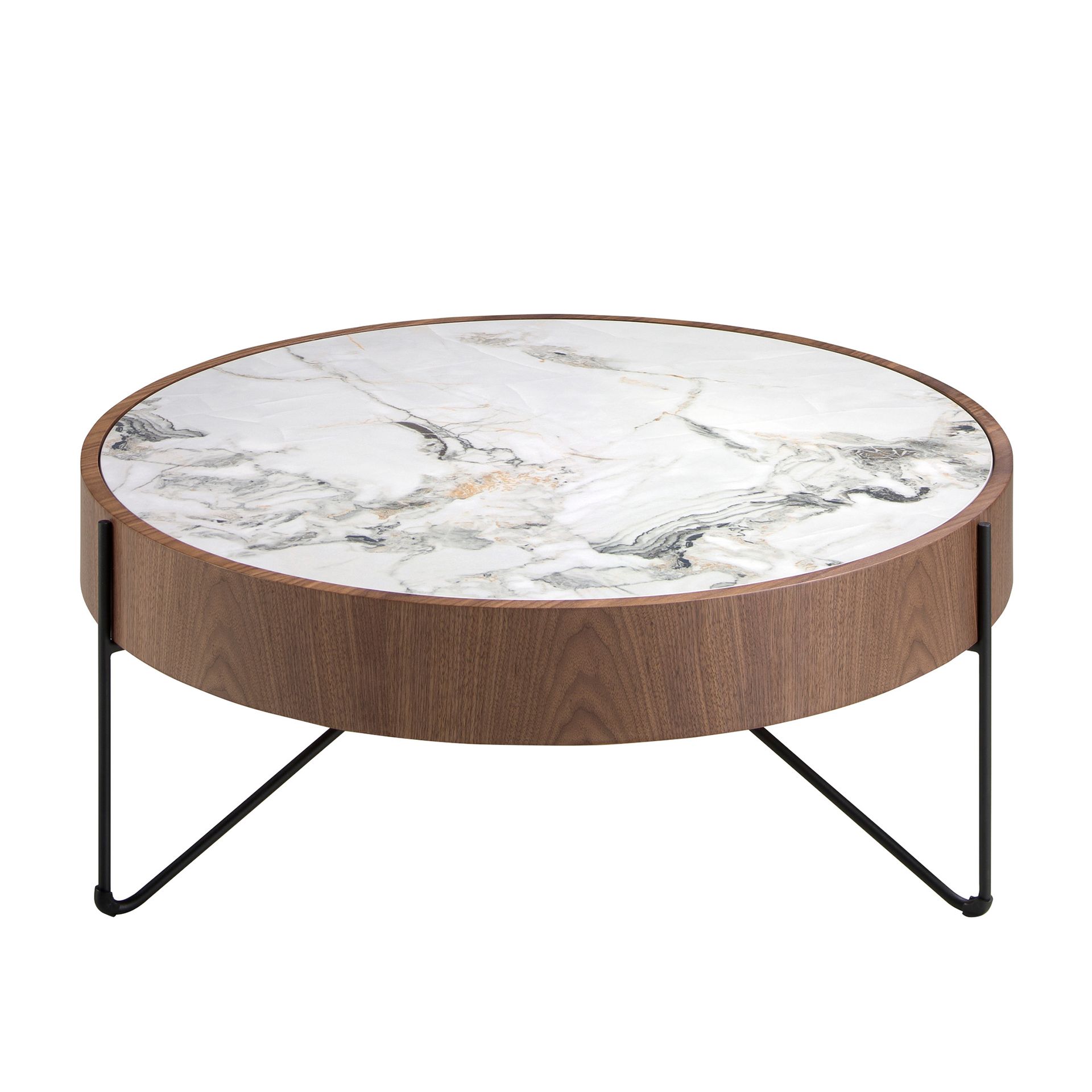 Round coffee table marble steel