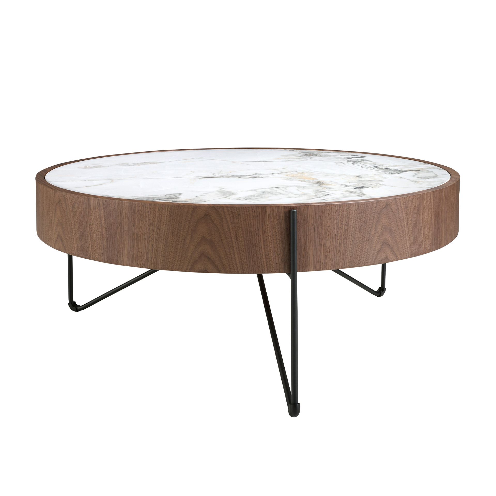 Round coffee table marble steel