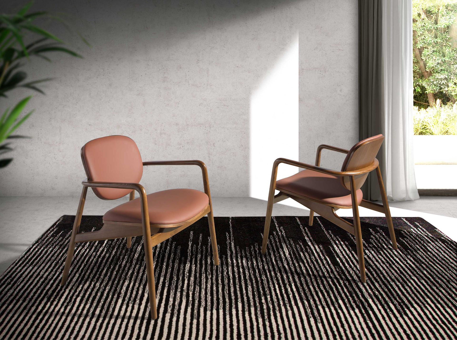 Armchair Faux Leather Walnut