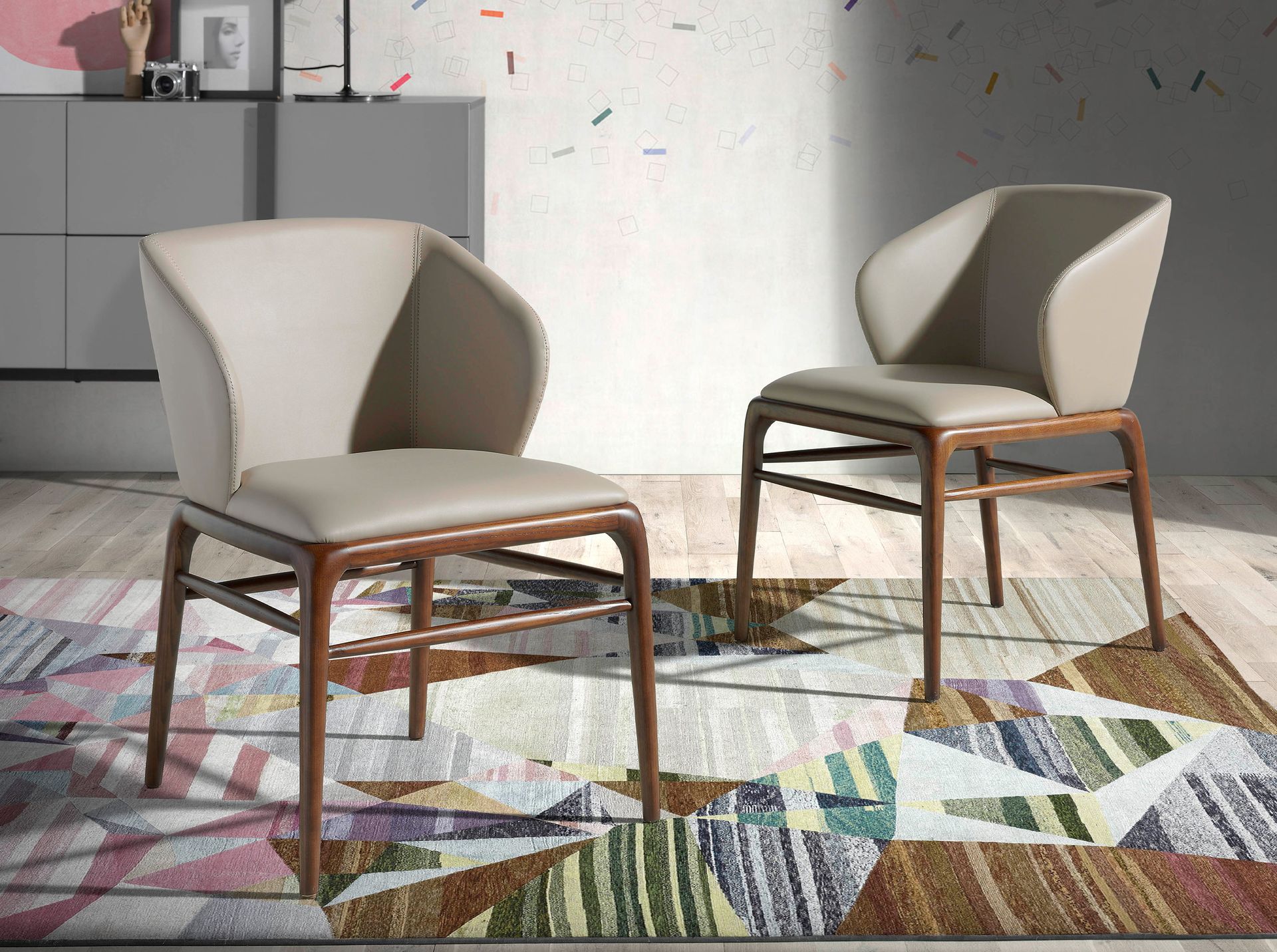 Dining chair faux leather grey