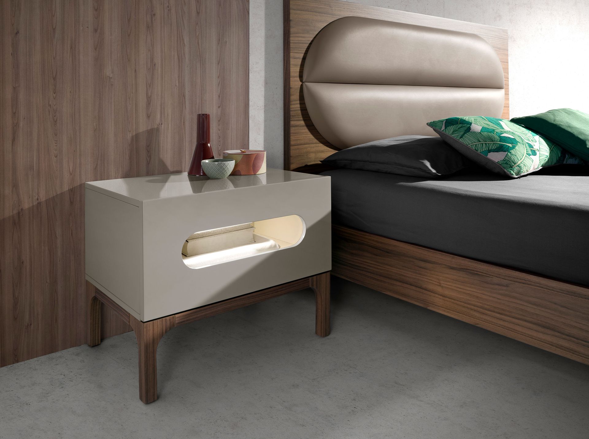 Comodino noce grigio
