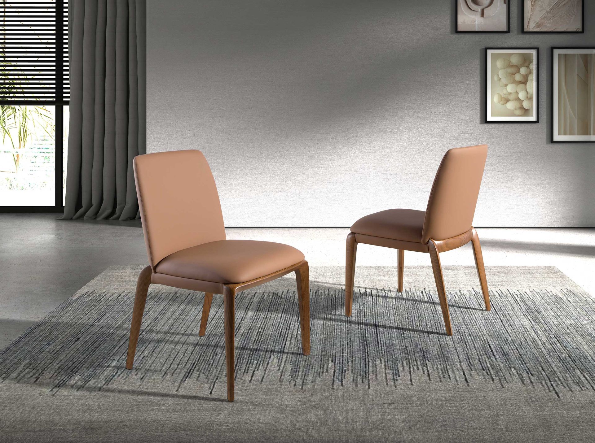 Dining chair faux leather brown