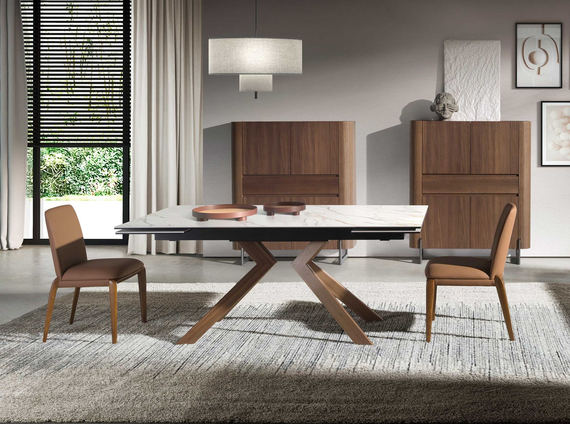 Sedia da pranzo in ecopelle marrone