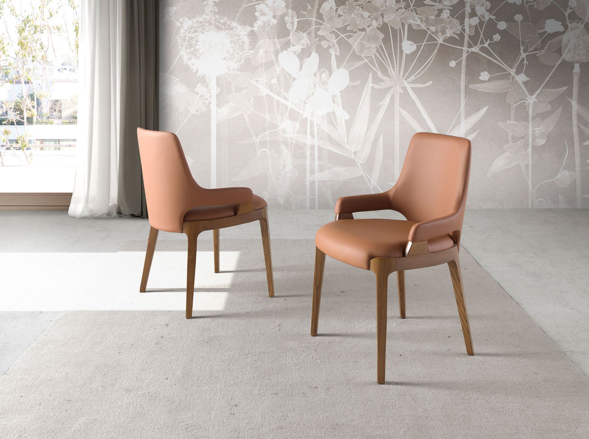 Dining chair faux leather brown