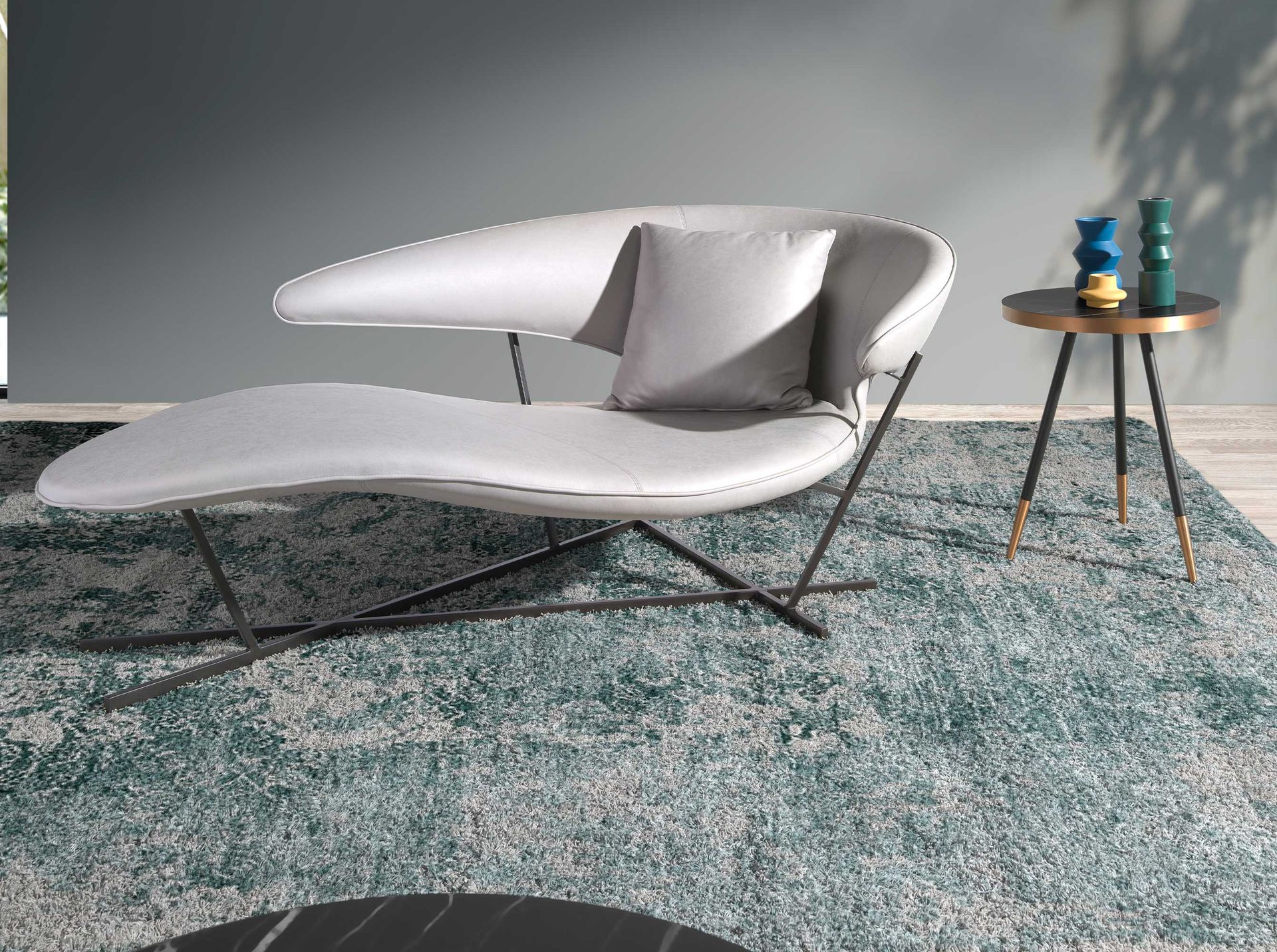 Round side table marble steel