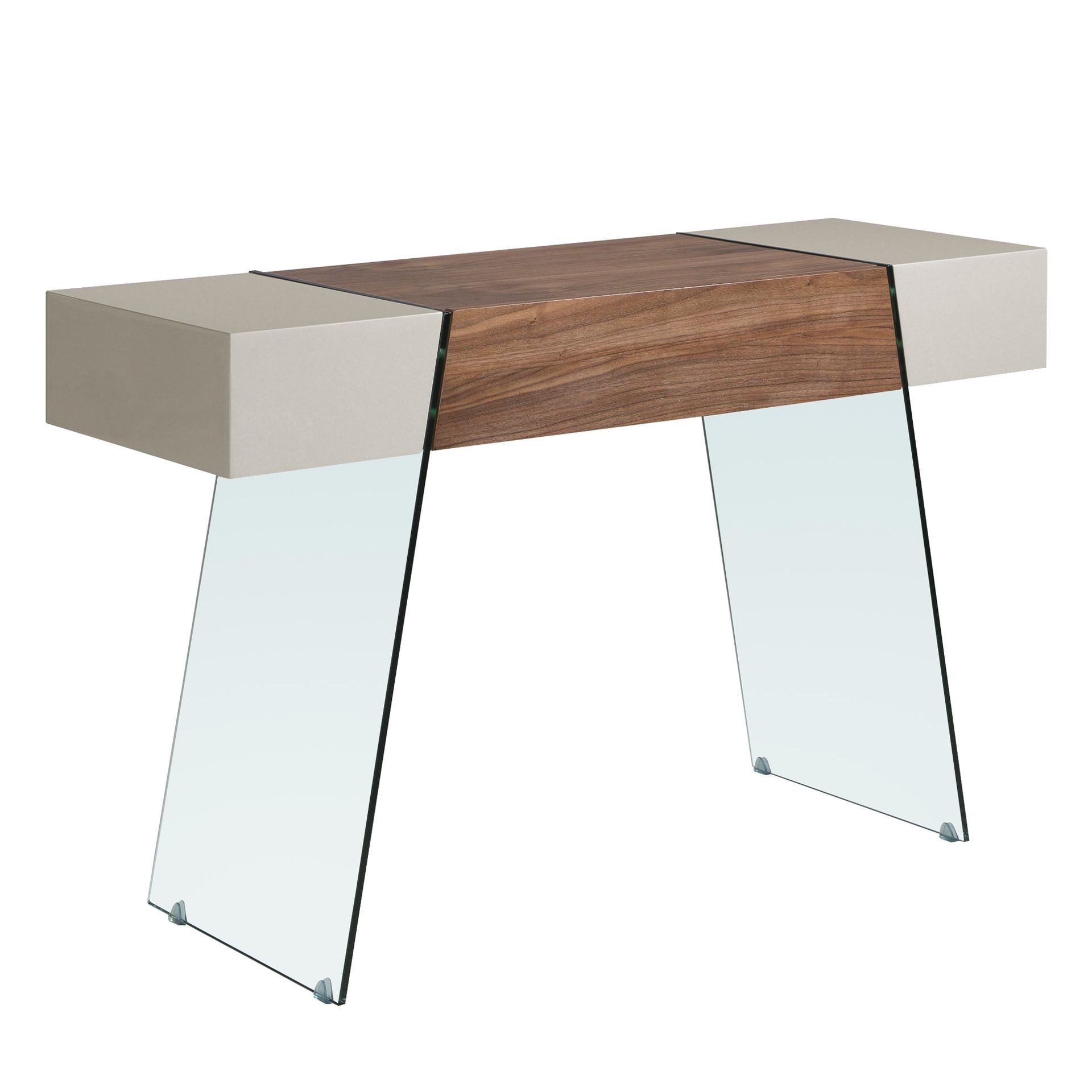 Rectangular console table walnut glass