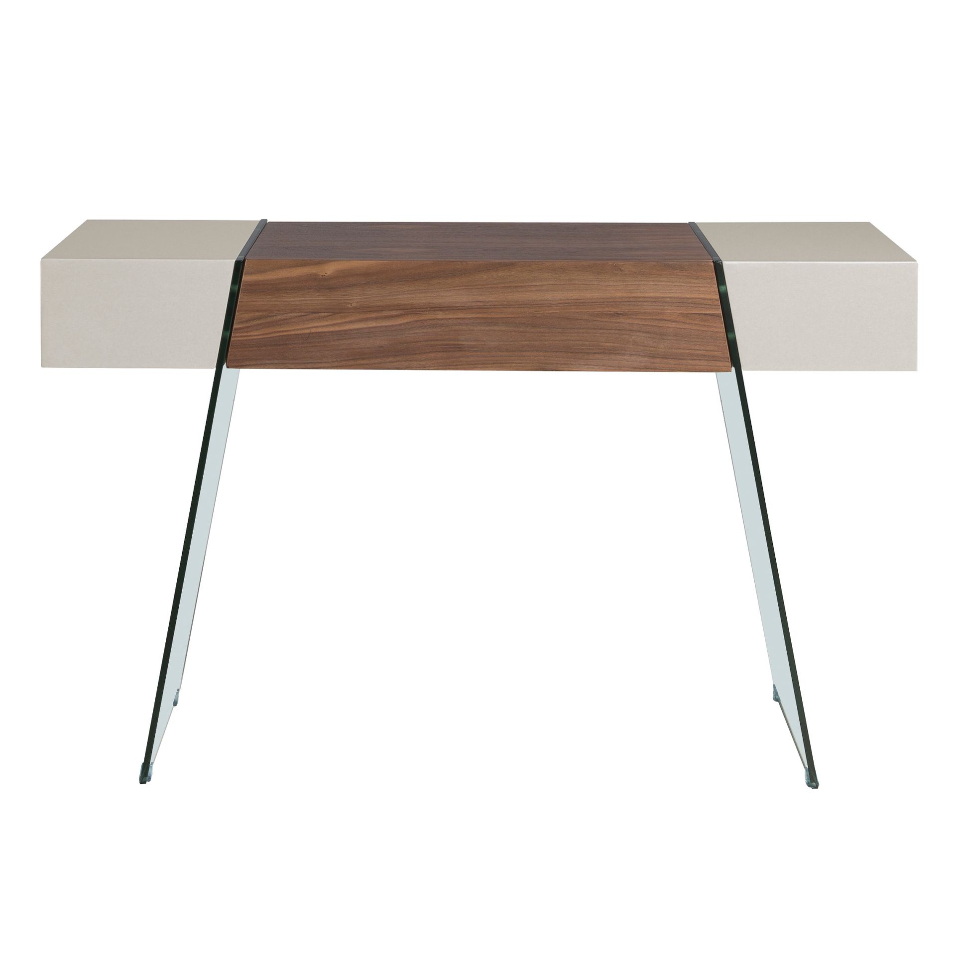 Rectangular console table walnut glass