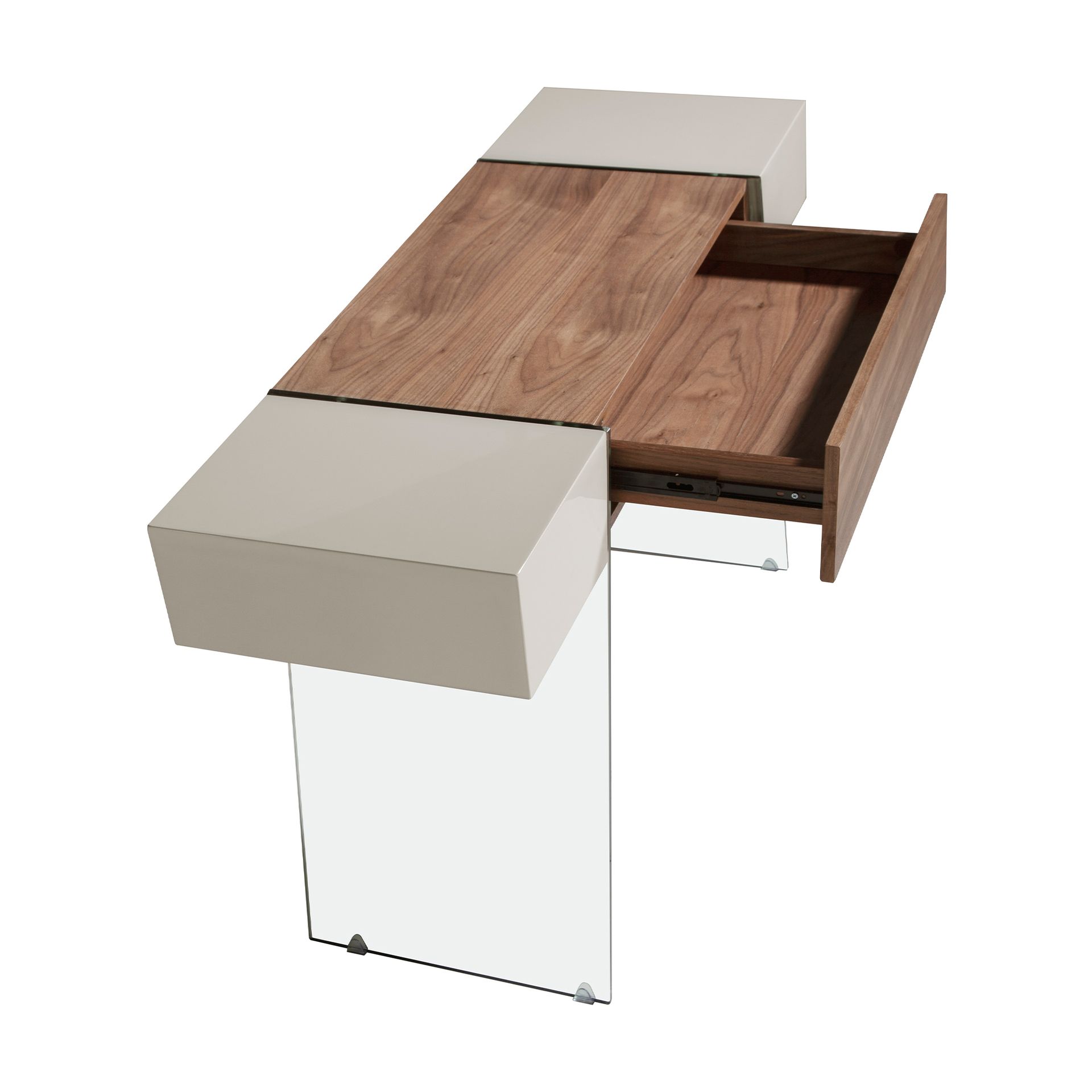 Rectangular console table walnut glass