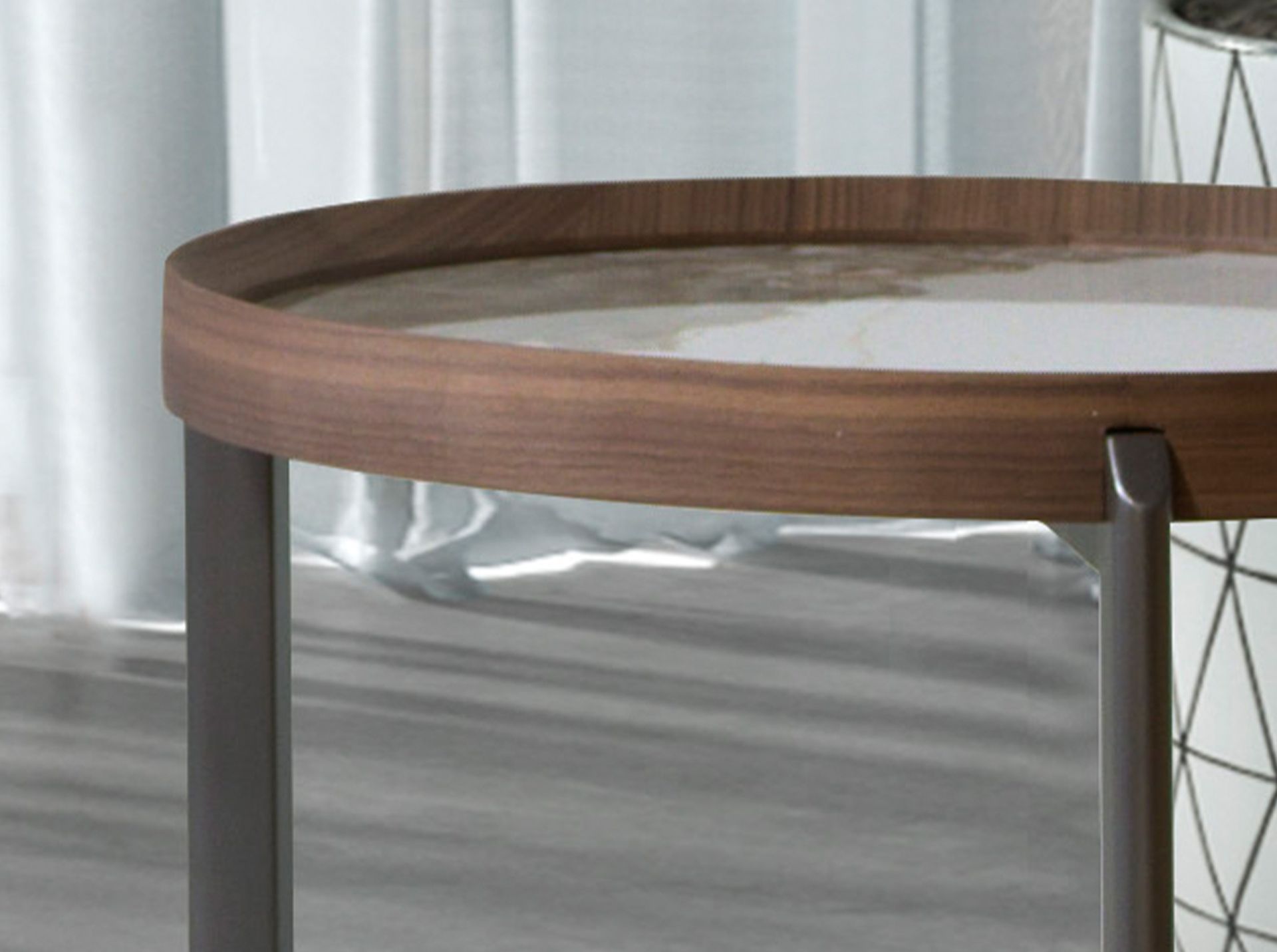 Runder Couchtisch Marmor Stahl