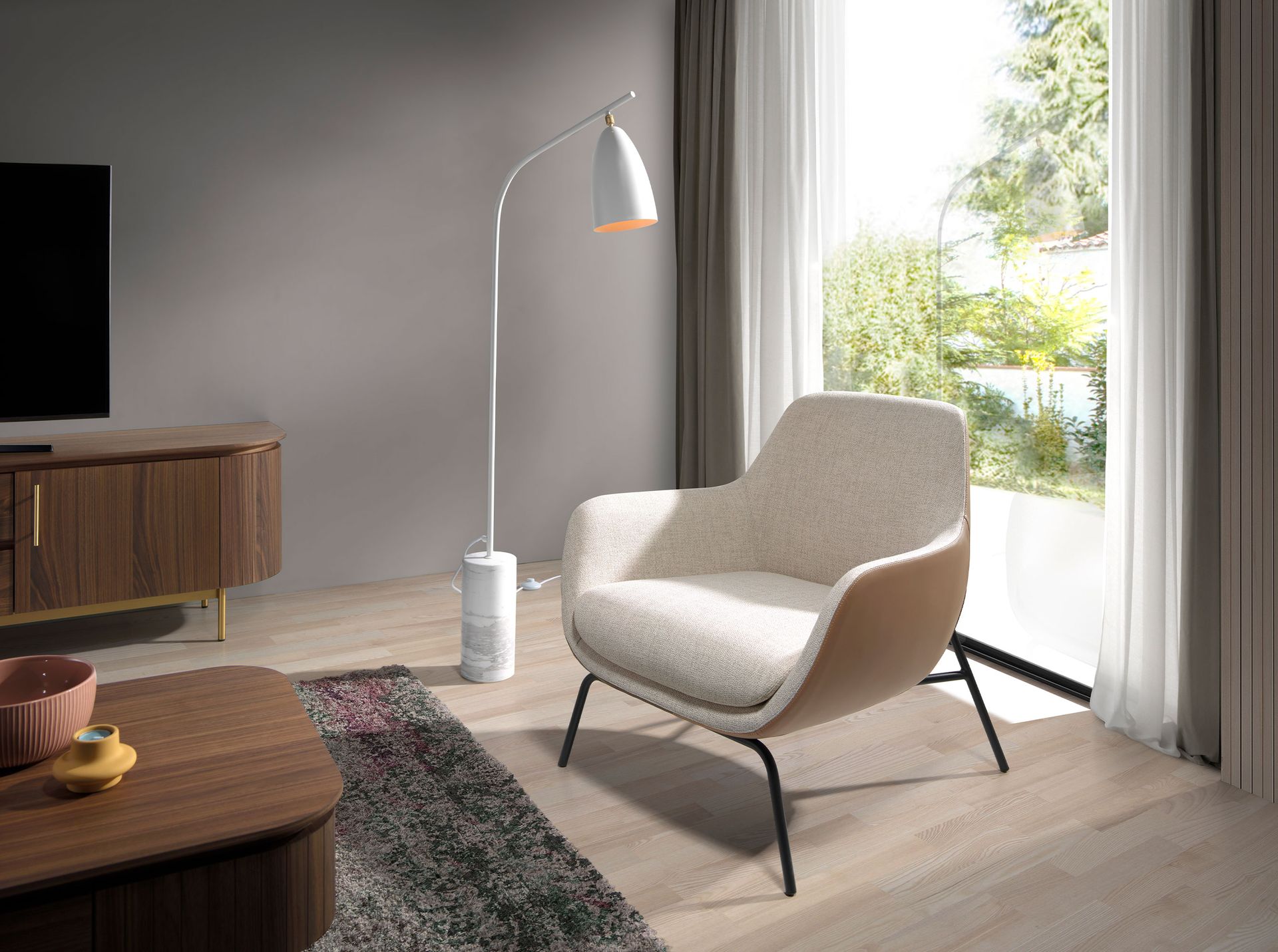 Sessel Kunstleder Creme