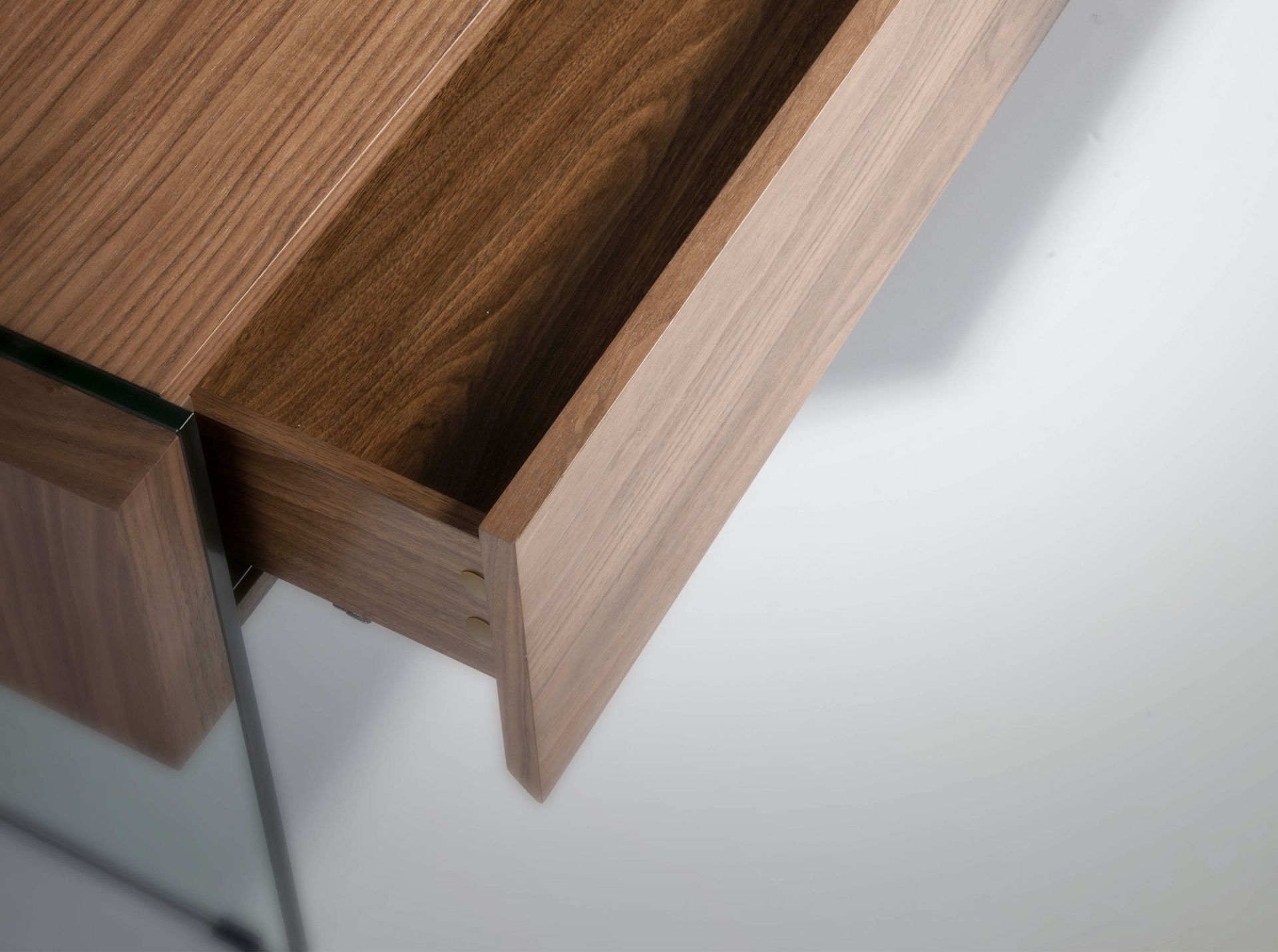 Rectangular coffee table walnut glass