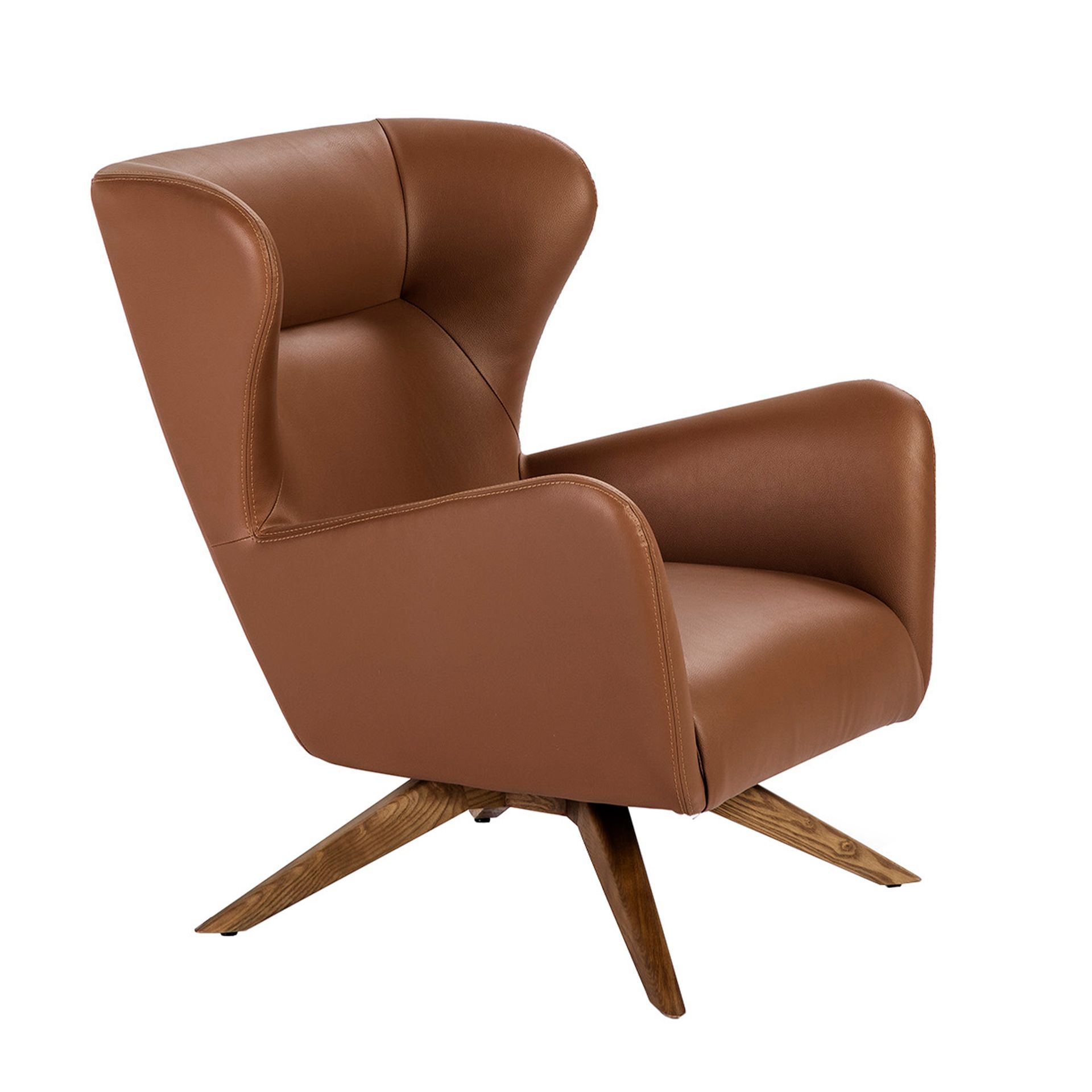 Revolving armchair faux leather brown