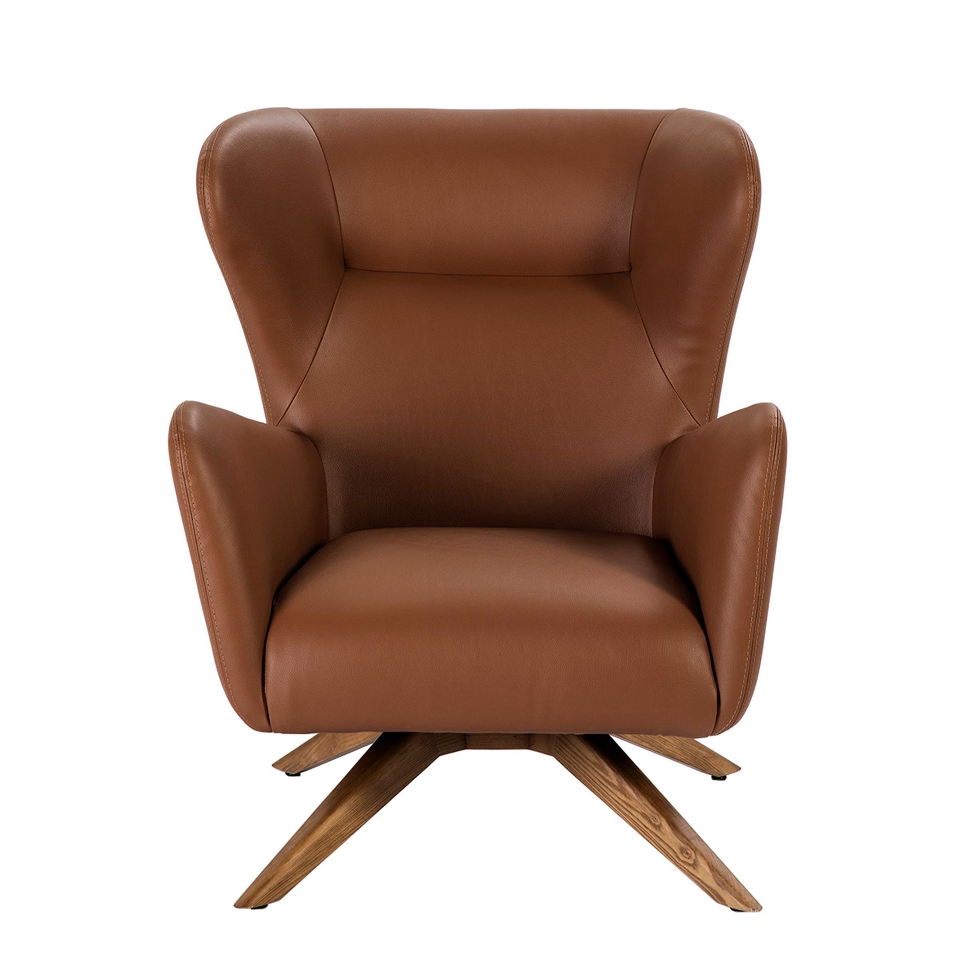 Revolving armchair faux leather brown