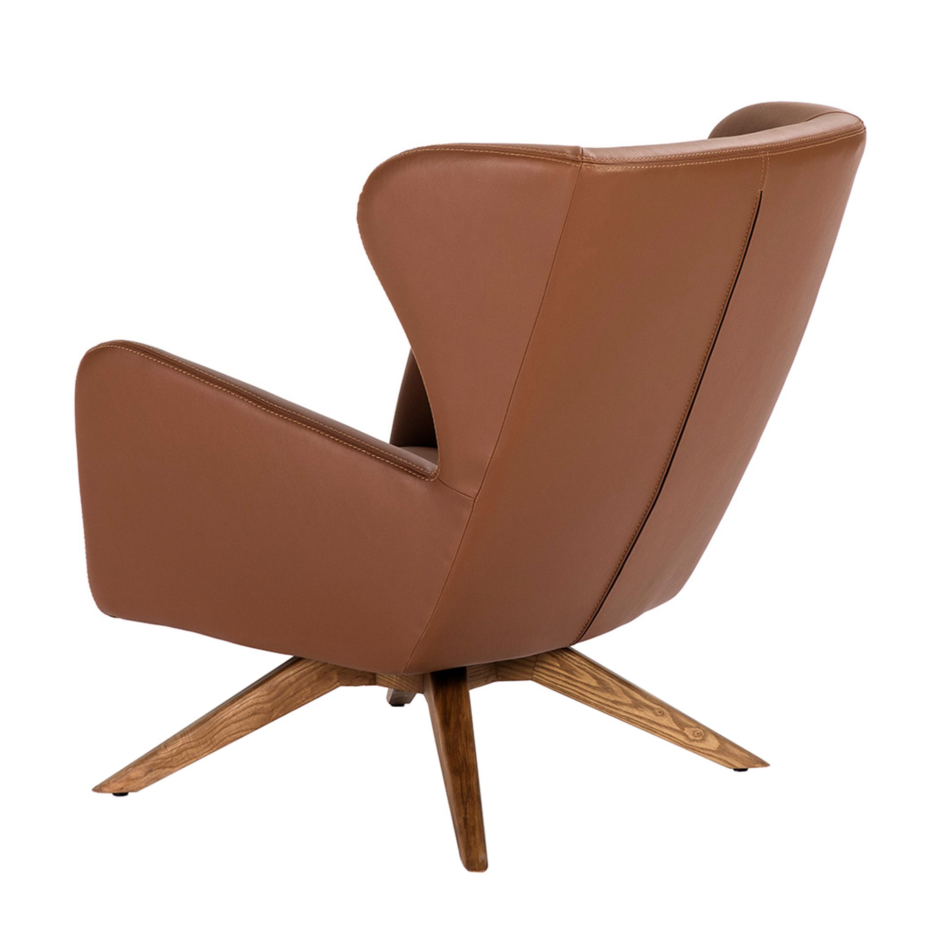 Revolving armchair faux leather brown