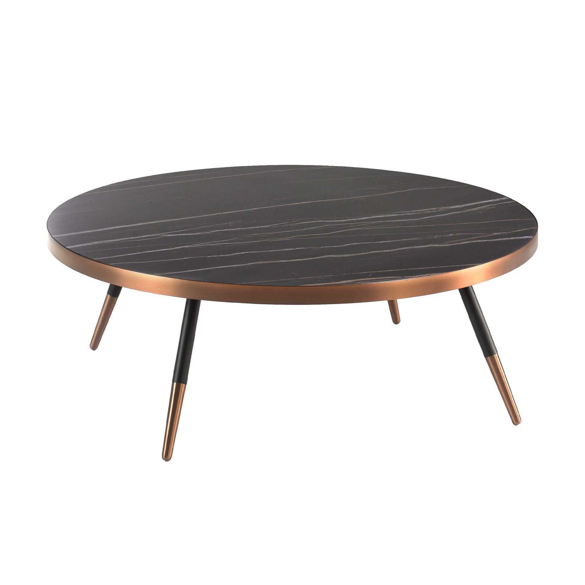 Round coffee table marble steel