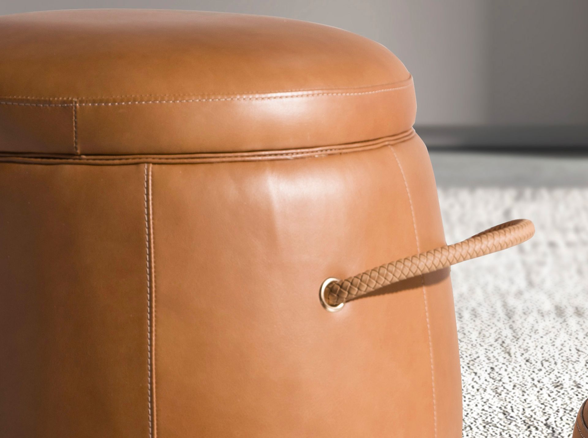 Footstool Leather Brown