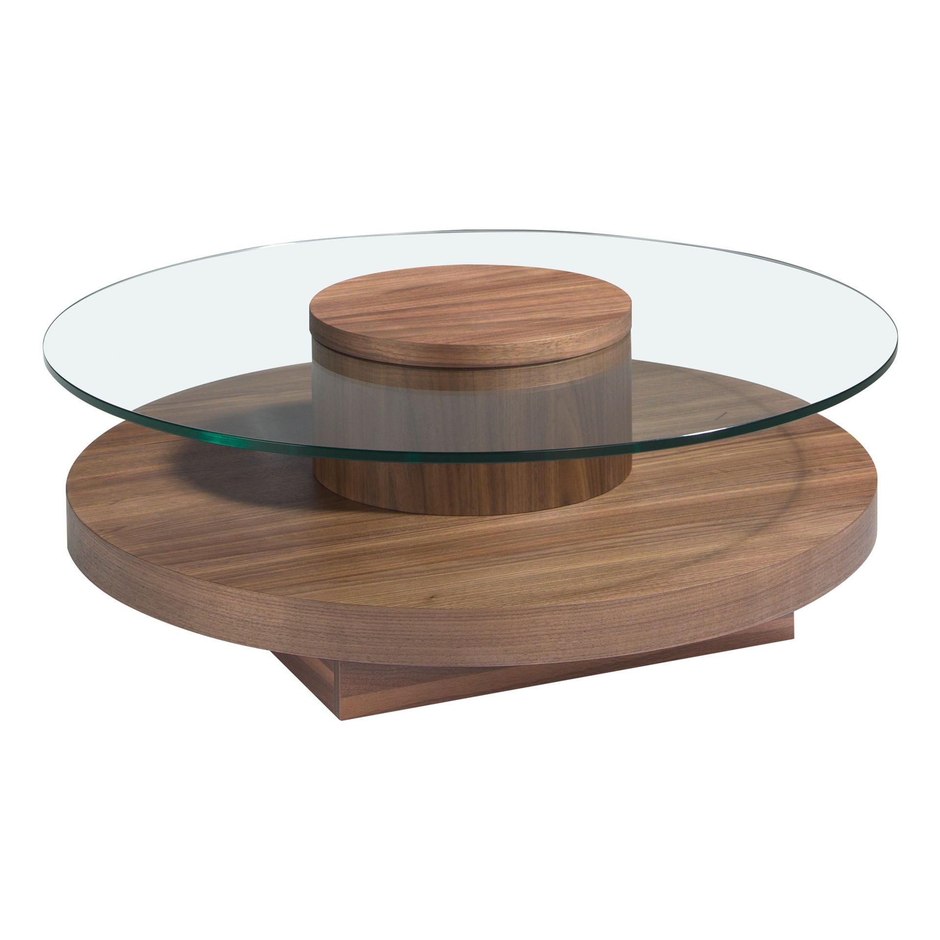 Round coffee tableGlass walnut