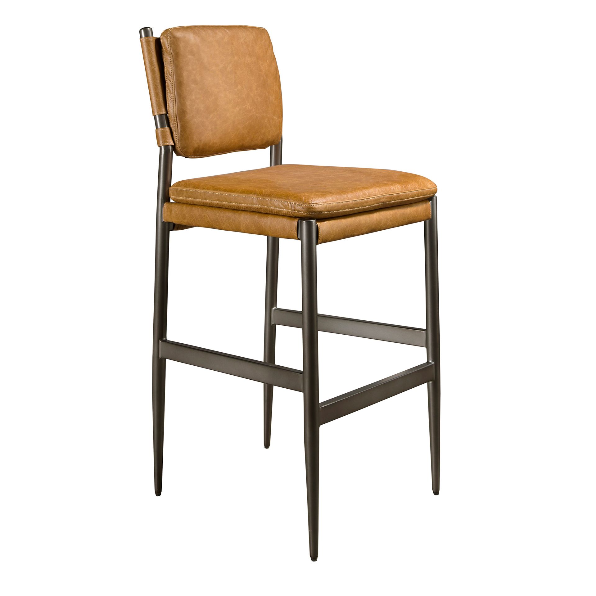 Bar stool, leather, brown
