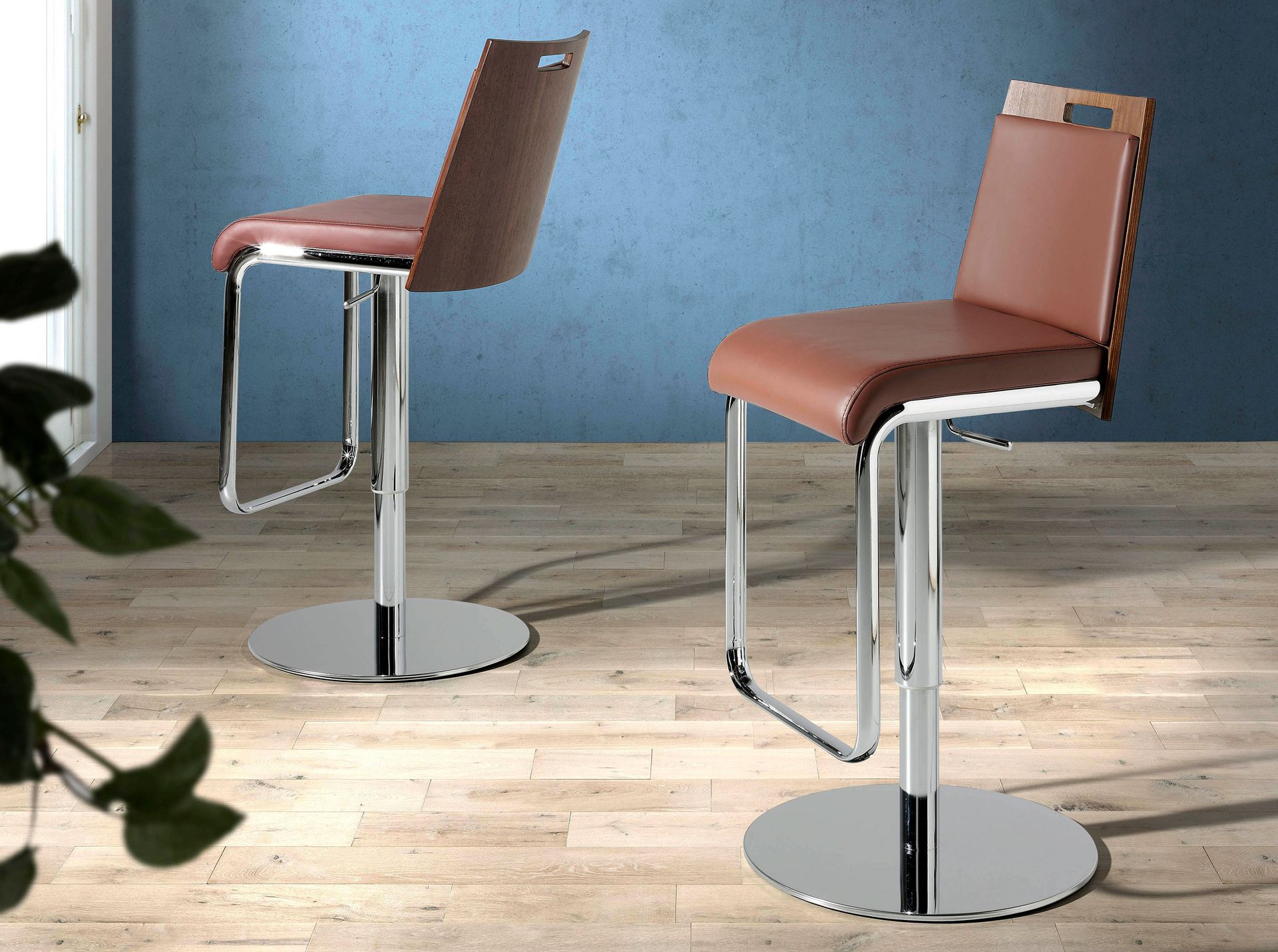 Swivel Bar Stool Faux Leather Brown