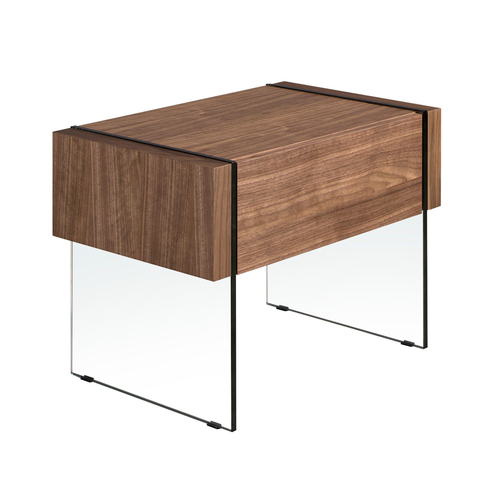 Bedside table walnut glass