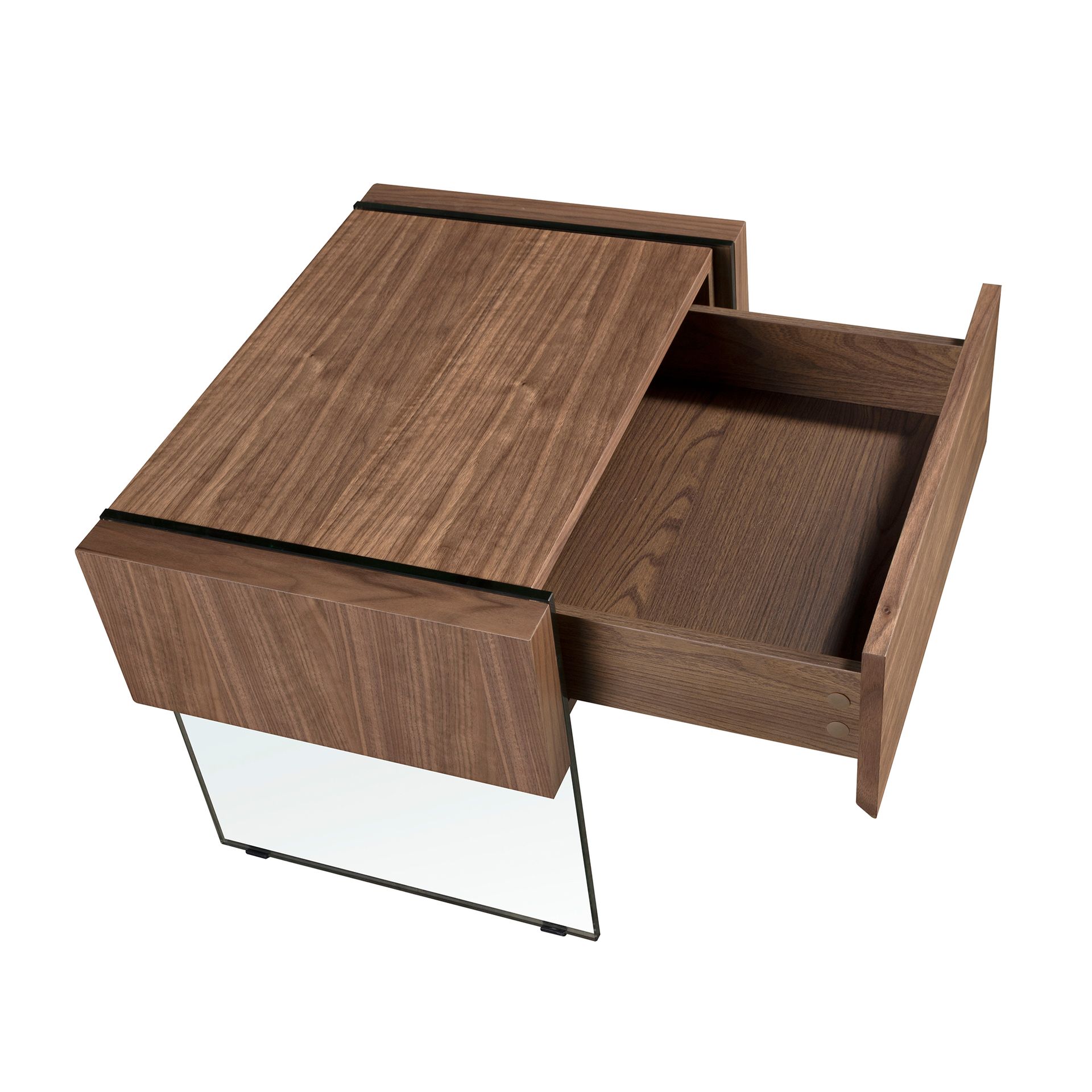 Bedside table walnut glass